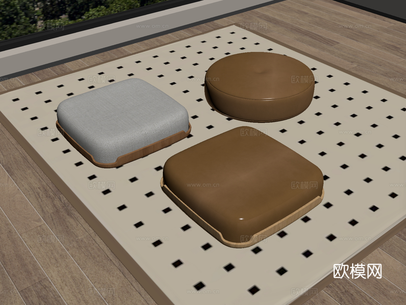现代沙发坐垫 圆坐垫su模型