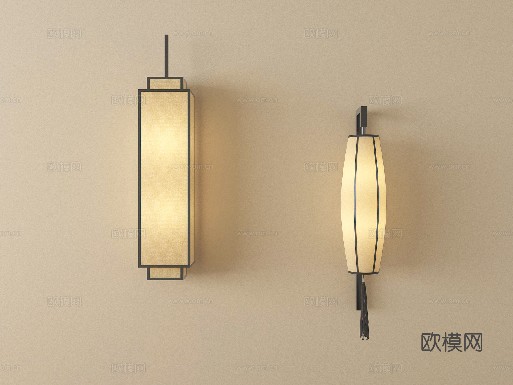新中式壁灯 金属壁灯 装饰灯su模型