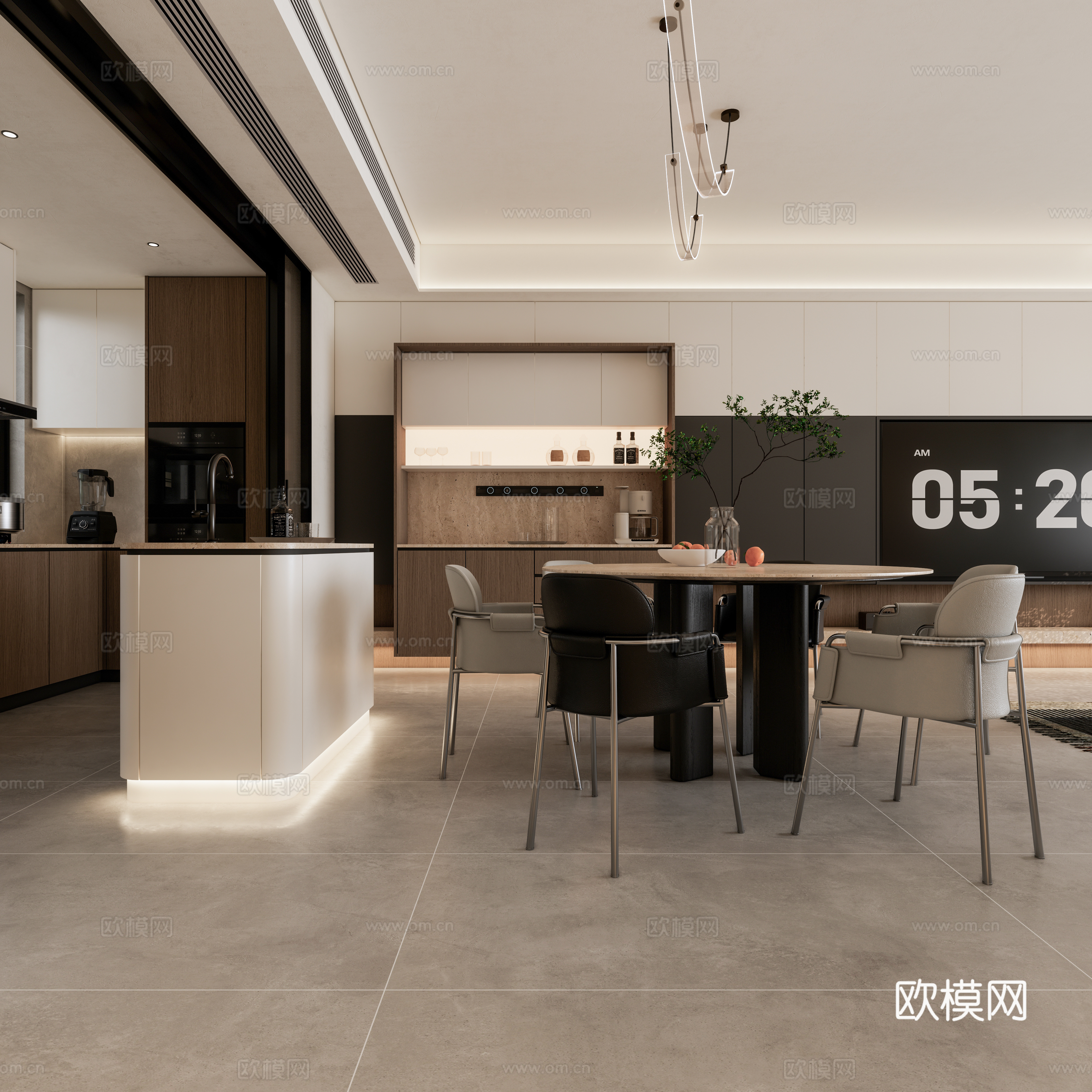 现代客餐厅su模型