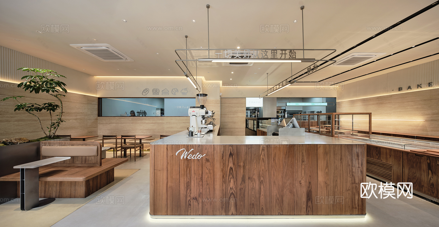 咖啡店 最新全套施工图 效果图合集cad施工图