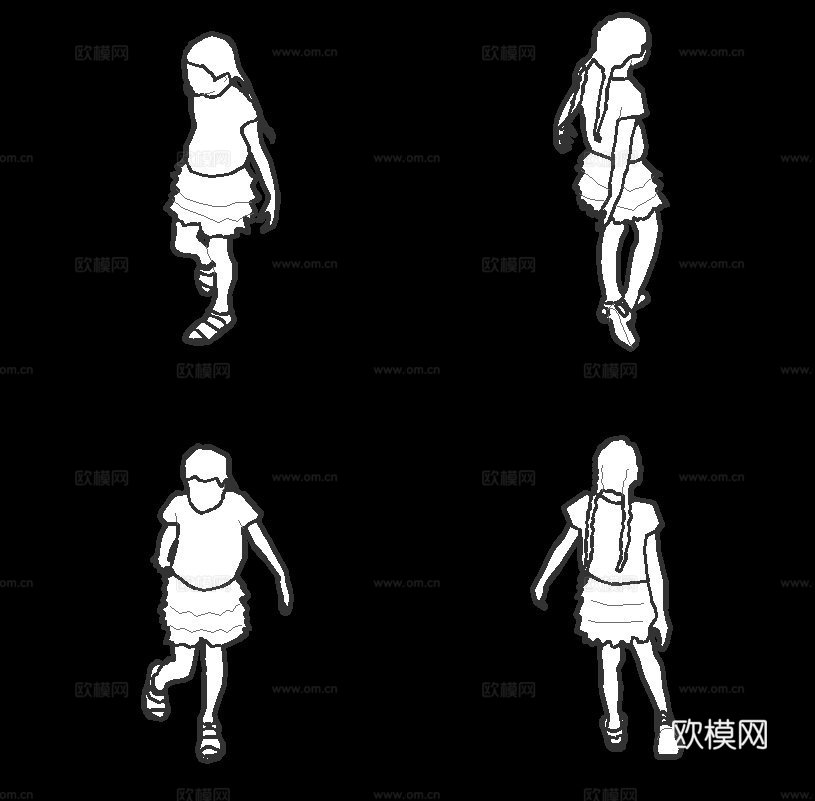 线稿风鸟瞰人物CAD(21张)cad施工图