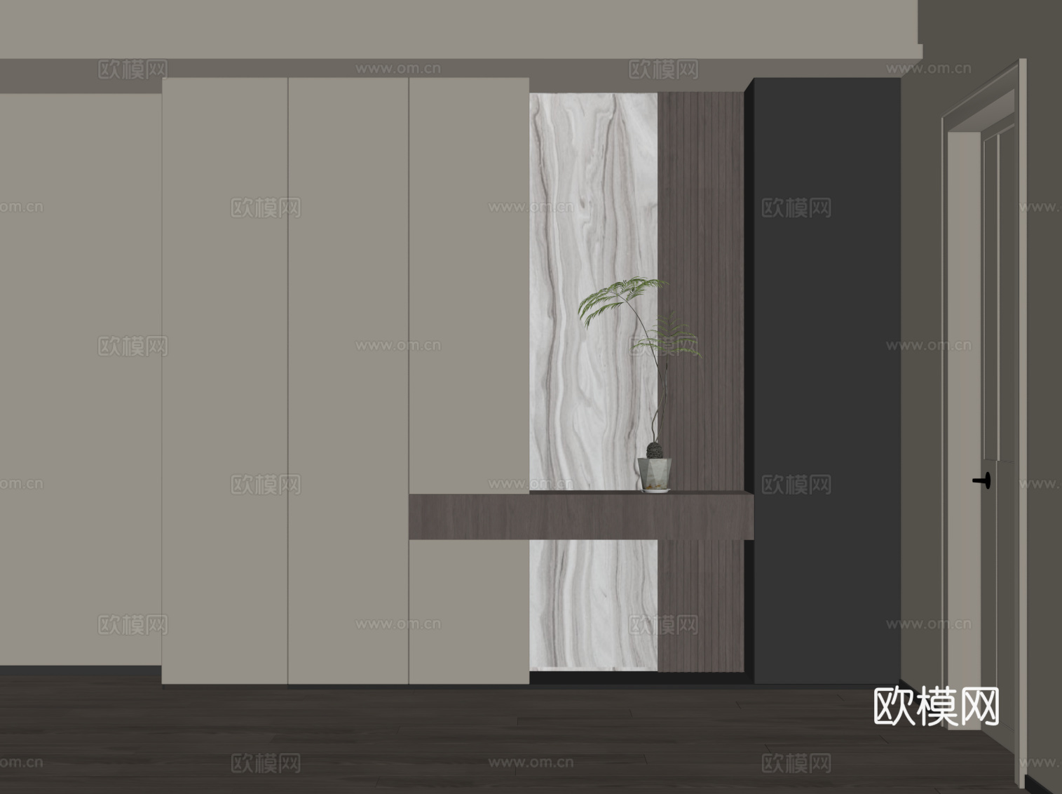 现代玄关柜 入户鞋柜su模型