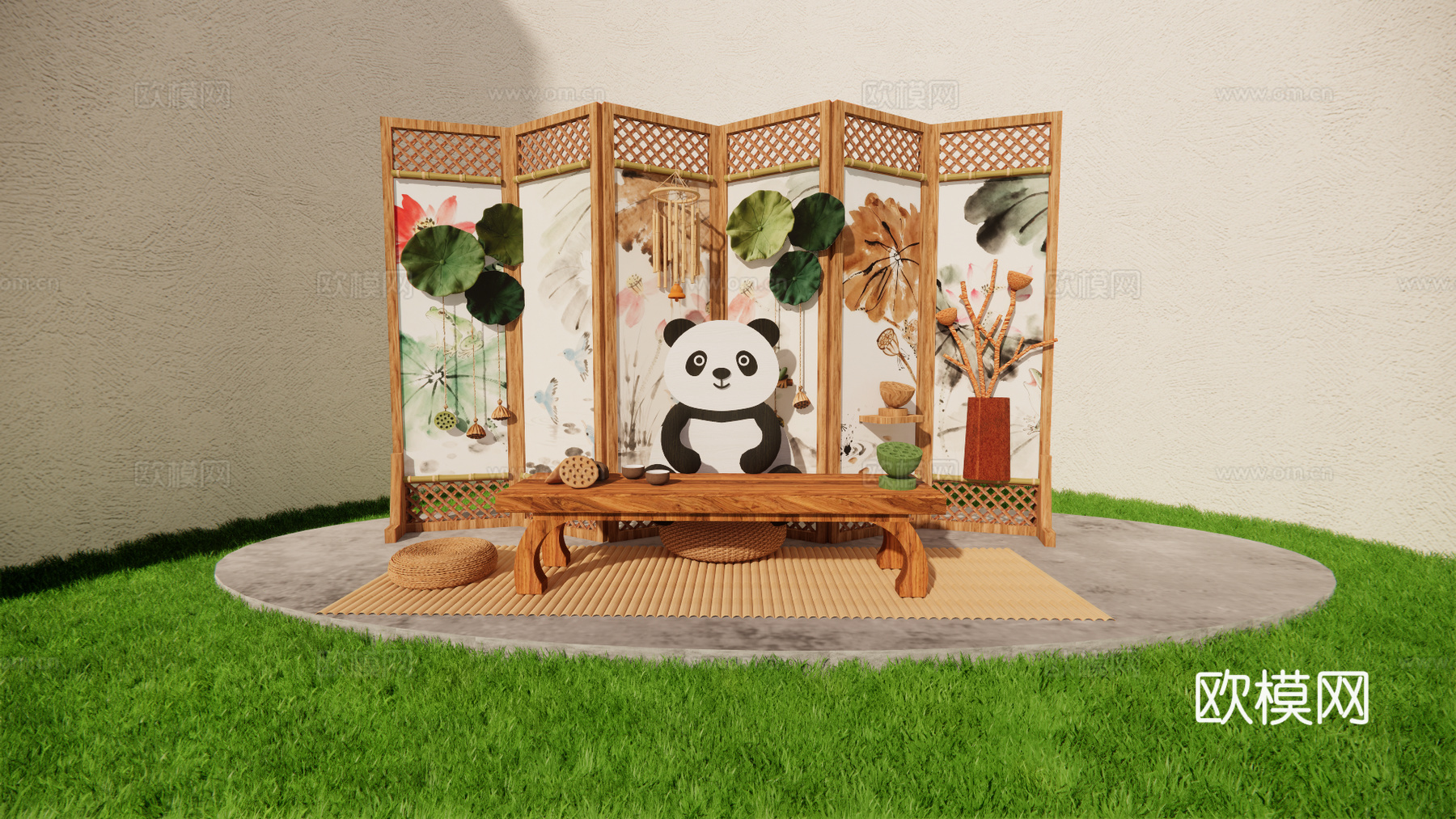 非遗美陈 美陈屏风 幼儿园美陈su模型