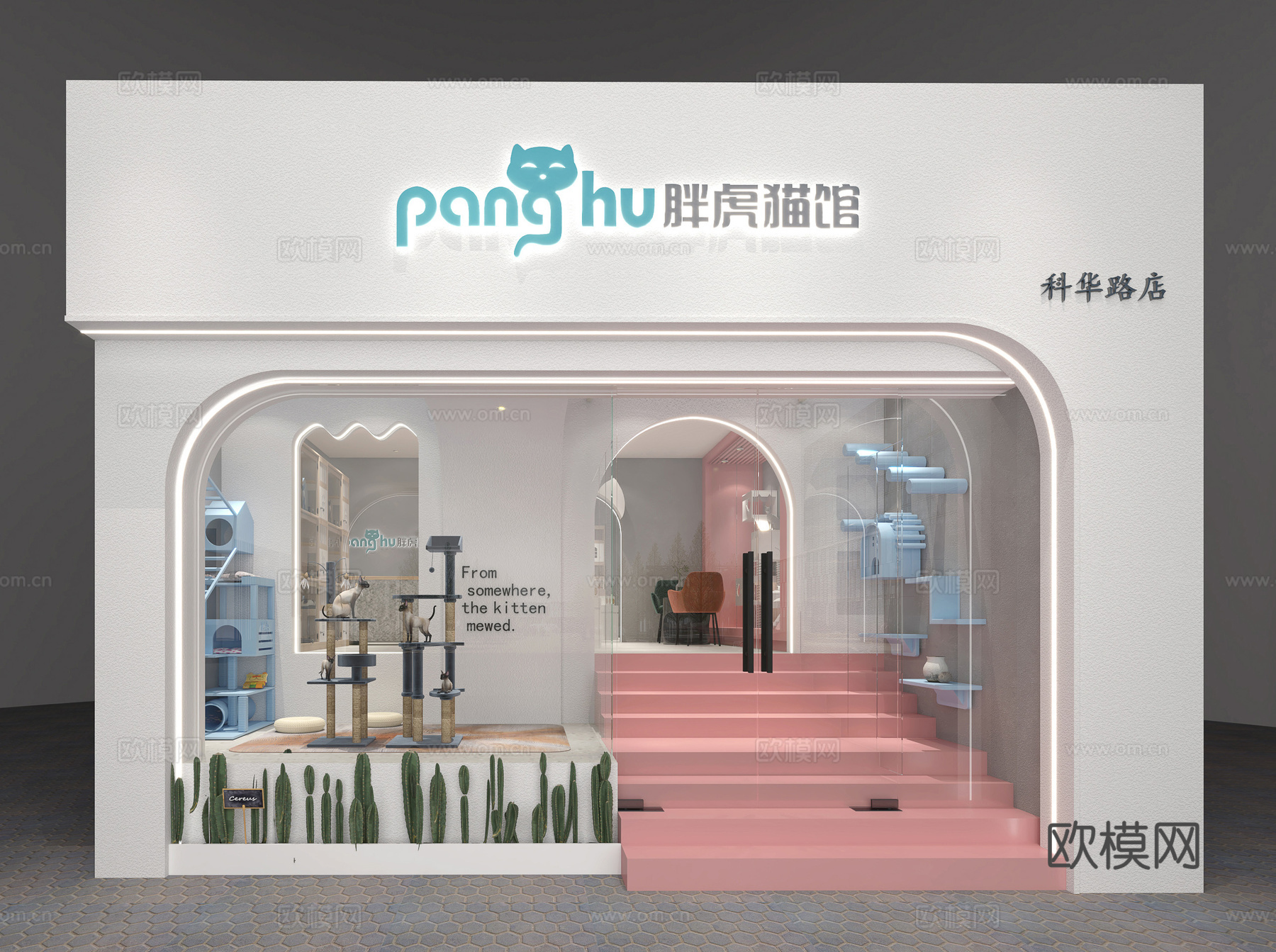 宠物店  最新全套施工图 效果图合集cad施工图