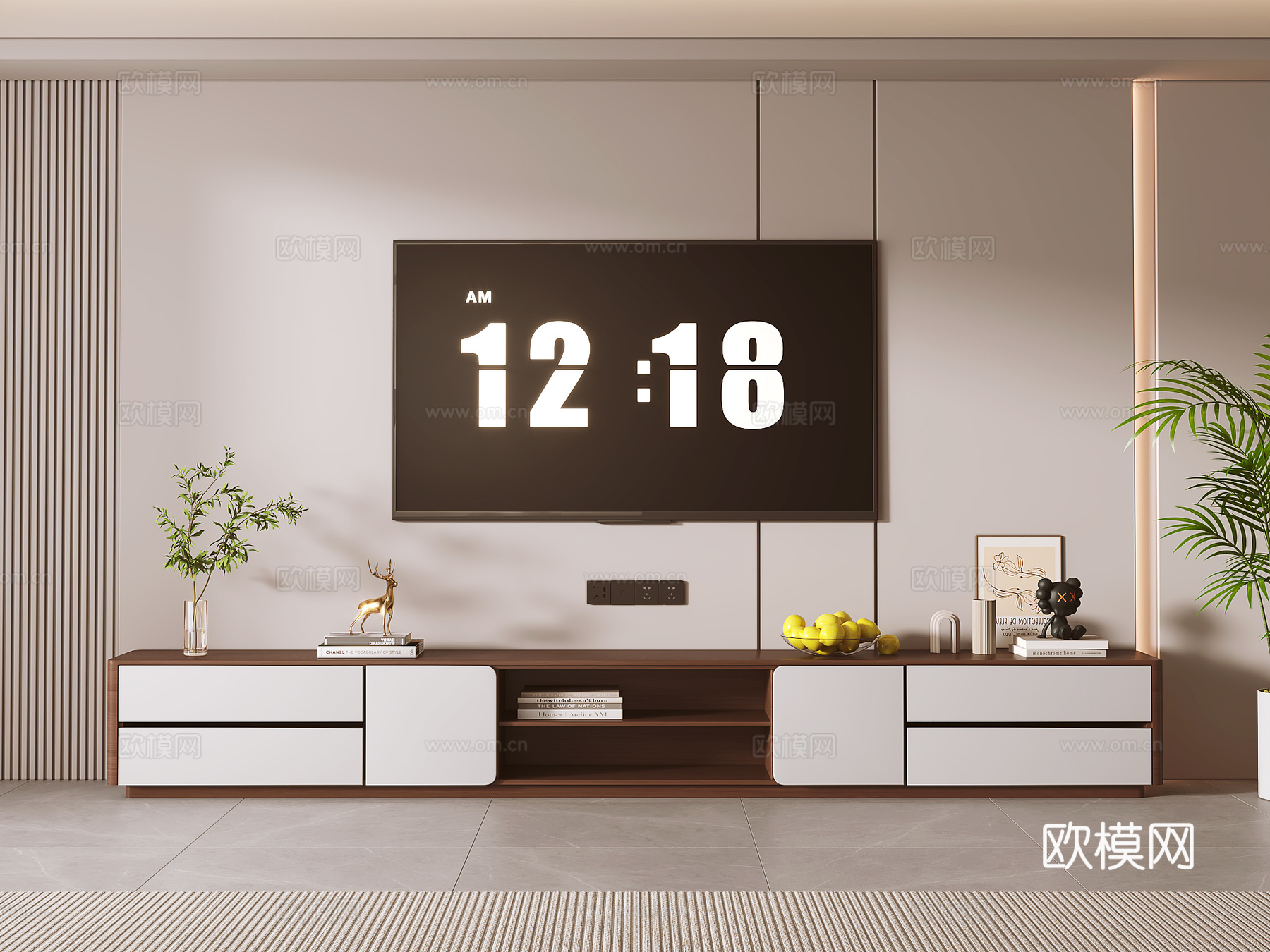 中古风电视柜su模型