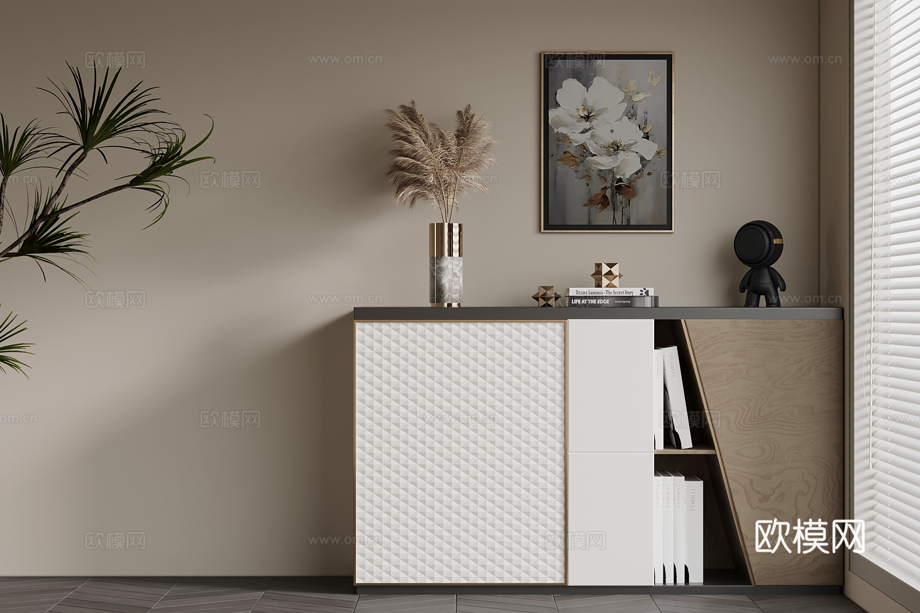 现代轻奢风玄关柜 边柜su模型