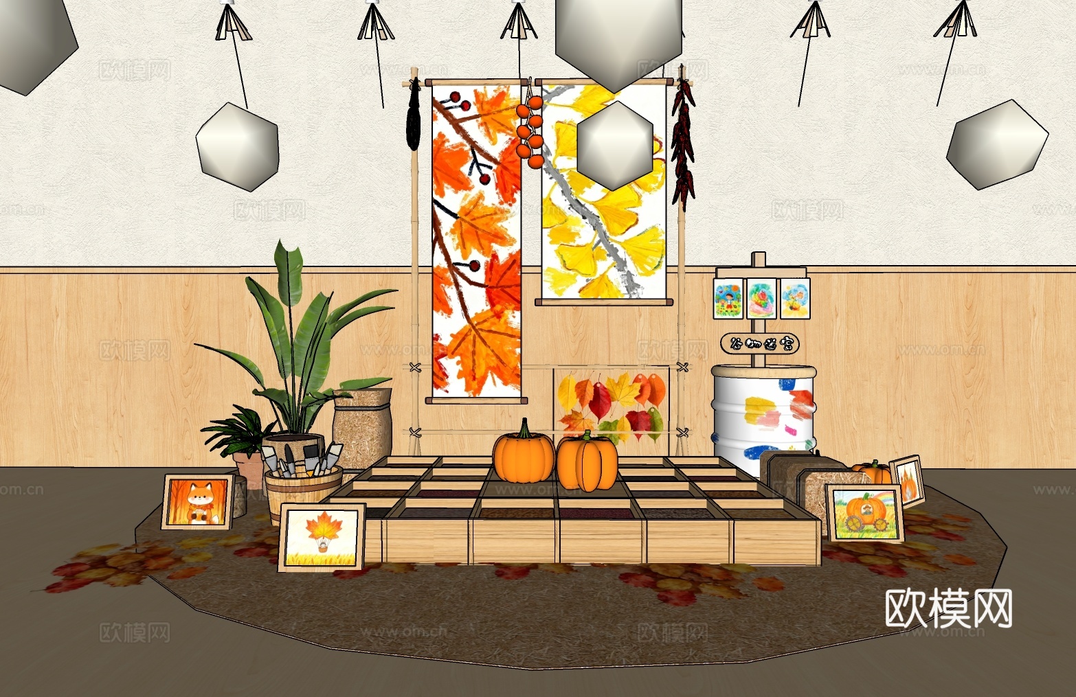 季节美陈 秋季美陈 种子乐园su模型