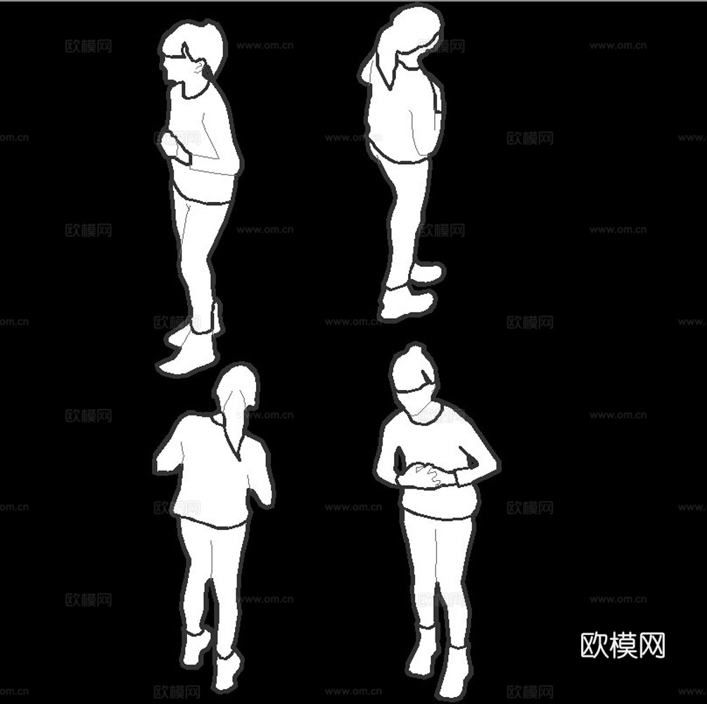 线稿风鸟瞰人物CAD(21张)cad施工图