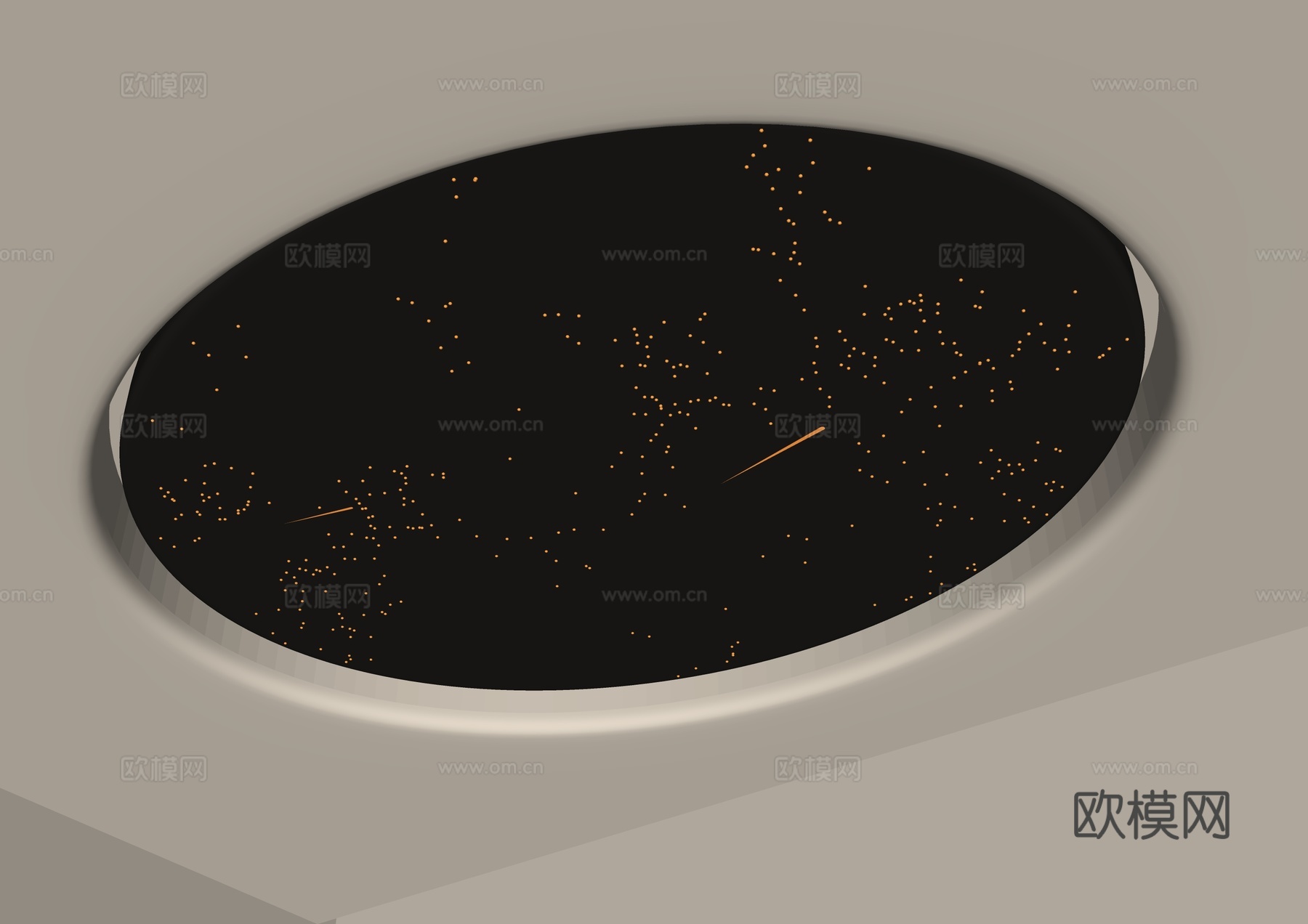 宅寂风格吊顶 圆形异形吊顶 星空吊顶 悬浮吊顶 圆形星空顶su模型