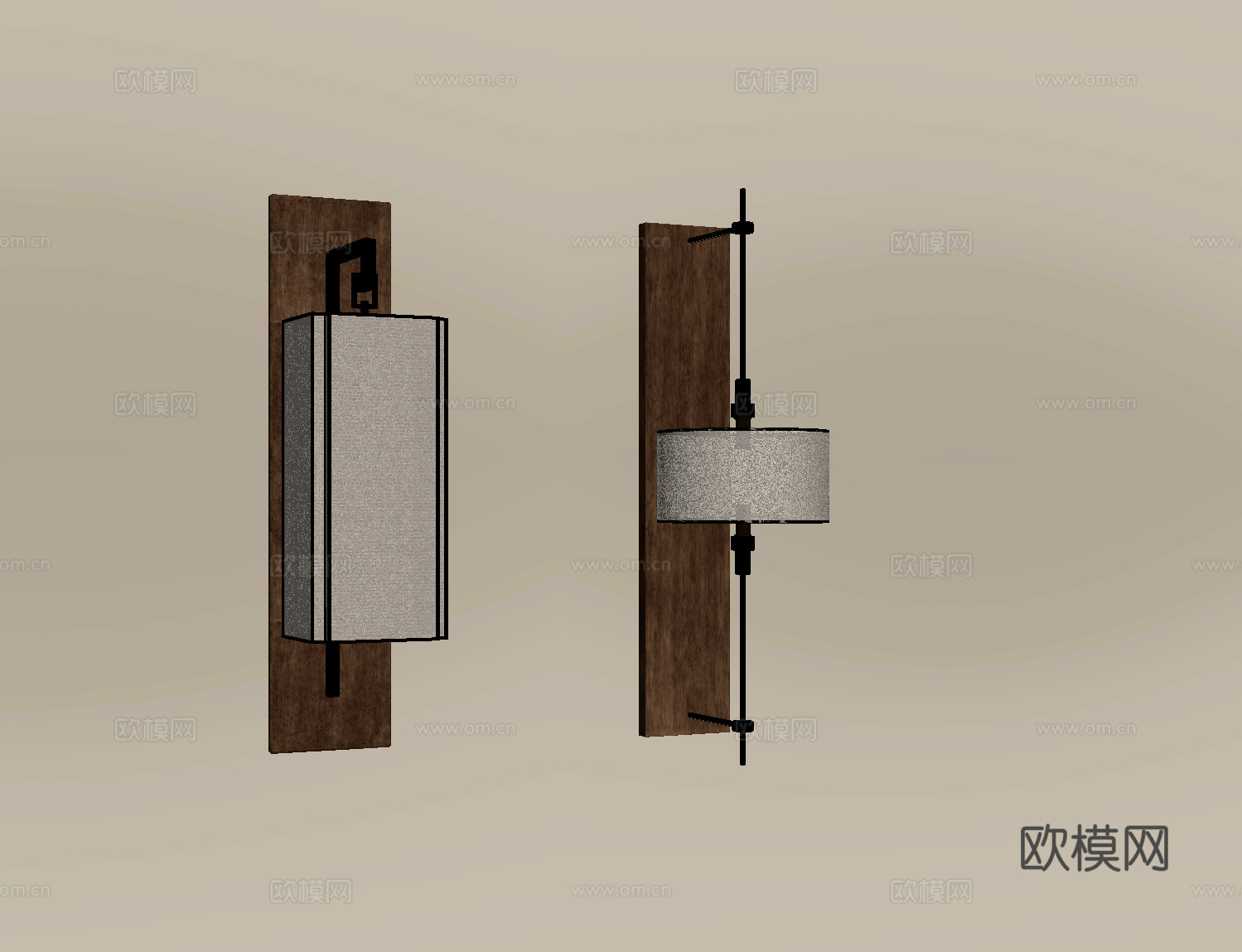 新中式复古壁灯 金属壁灯 长条壁灯su模型