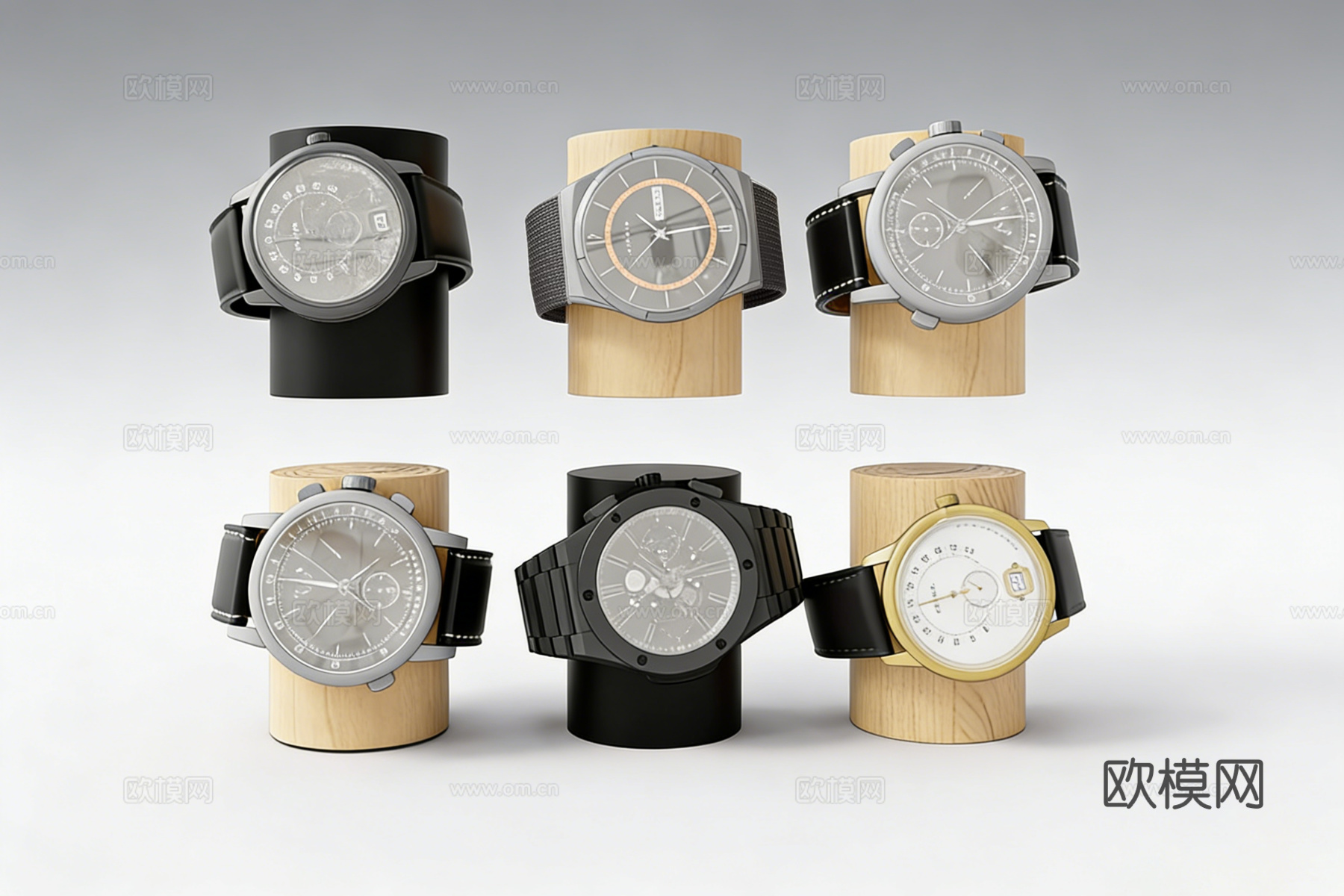 机械镂空手表 男士手表 金属表带腕表su模型