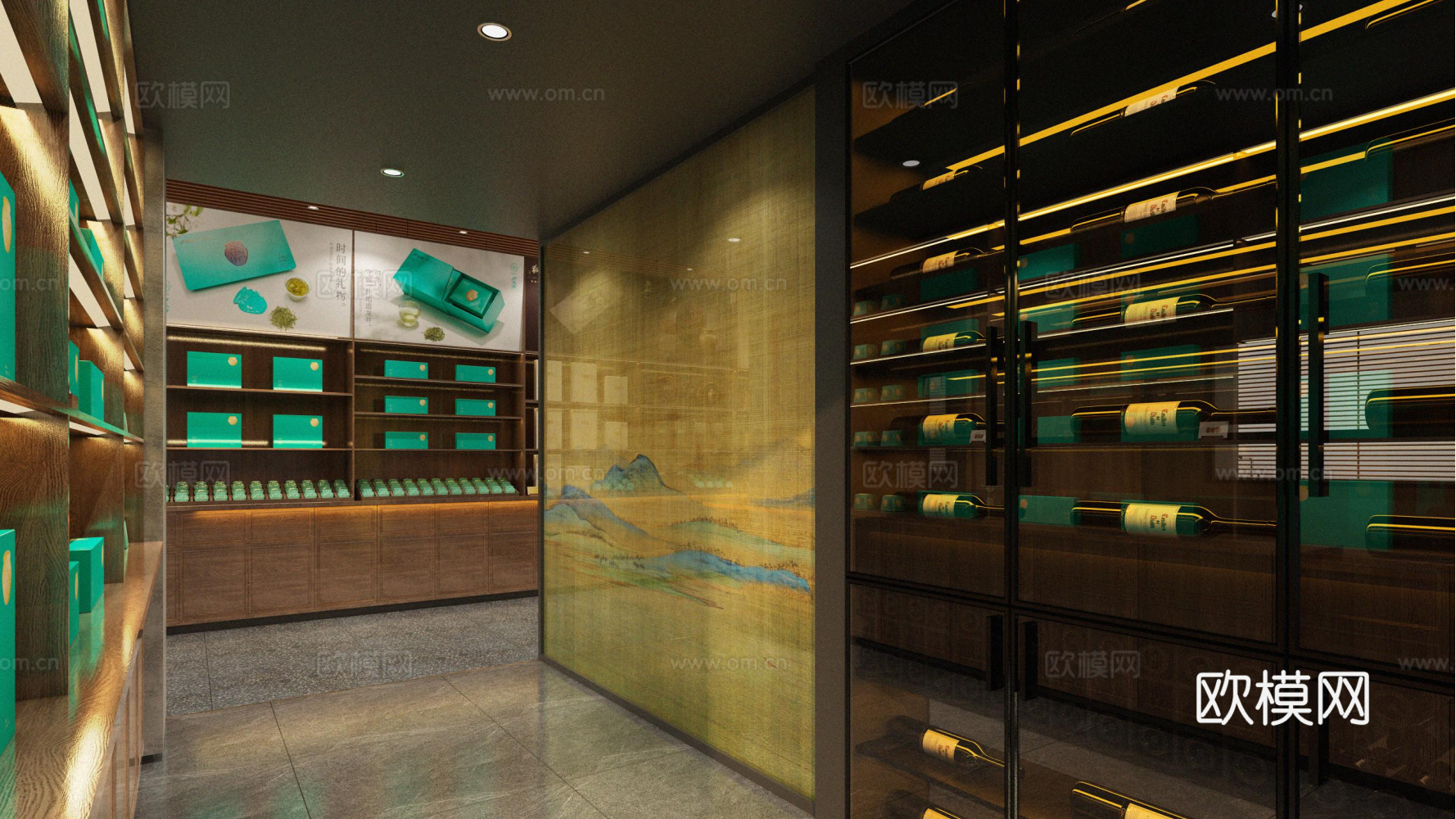 茶叶展厅  最新全套施工图 效果图合集cad施工图