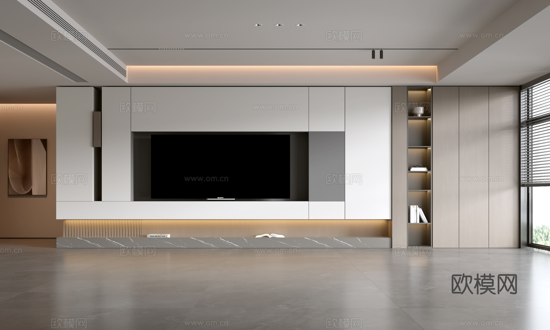 现代客厅 意式客厅 电视背景墙 电视柜 客厅背景su模型