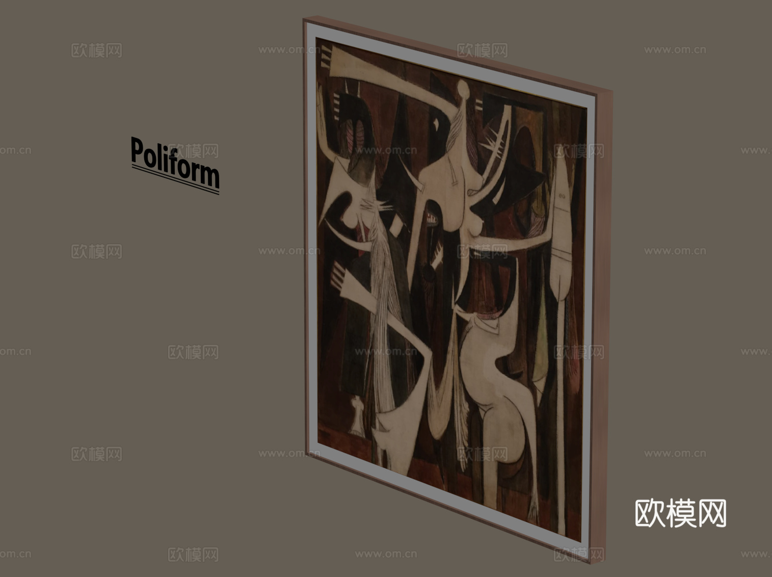 中古风挂画 客厅装饰画su模型