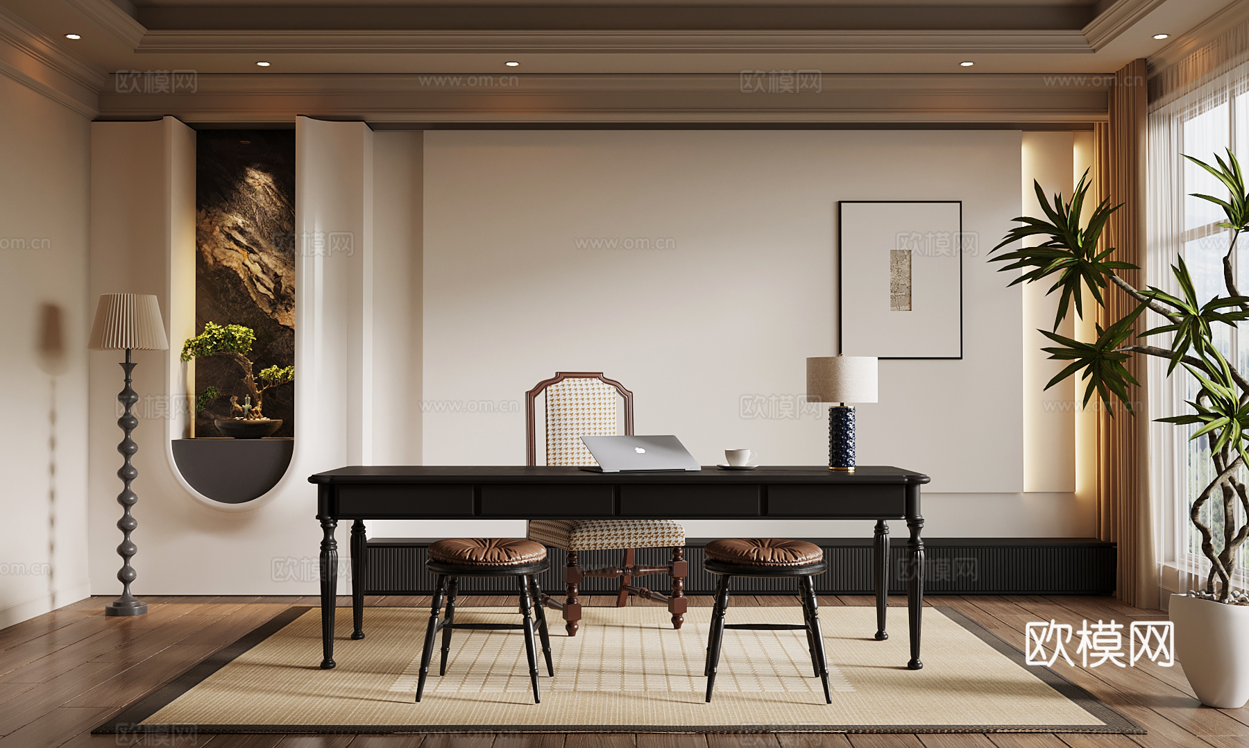 法式书房su模型