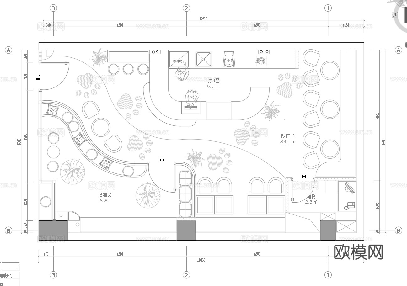 宠物店 猫咖店  最新全套施工图 效果图合集cad施工图