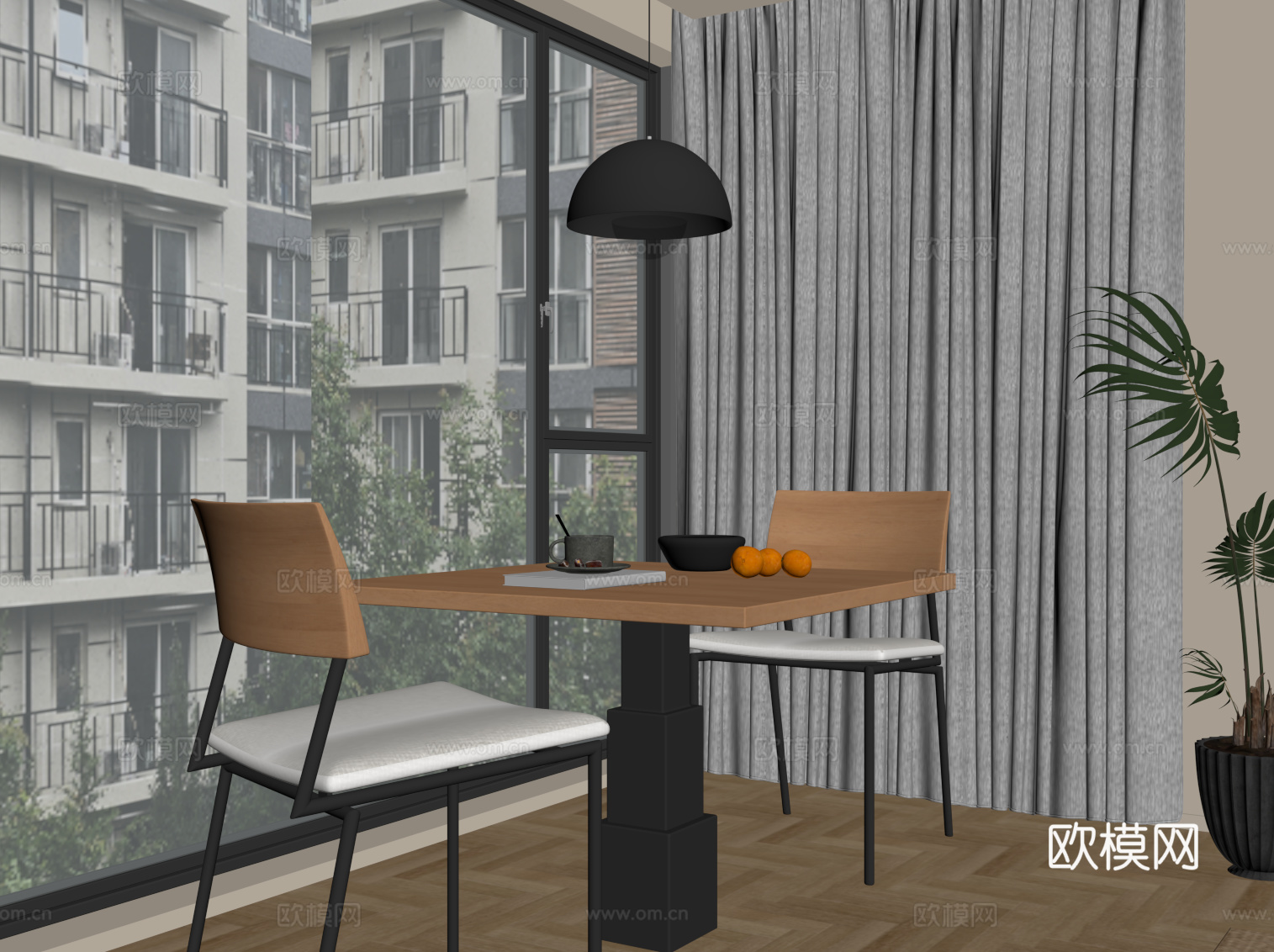 现代阳台 洽谈桌椅 休闲桌椅su模型