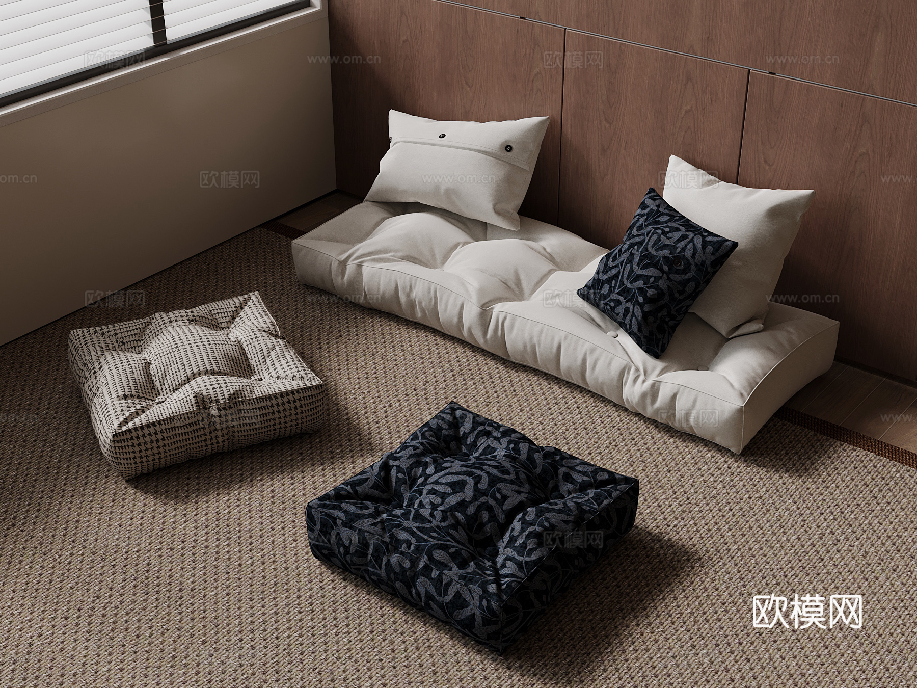 现代飘窗坐垫 沙发垫su模型