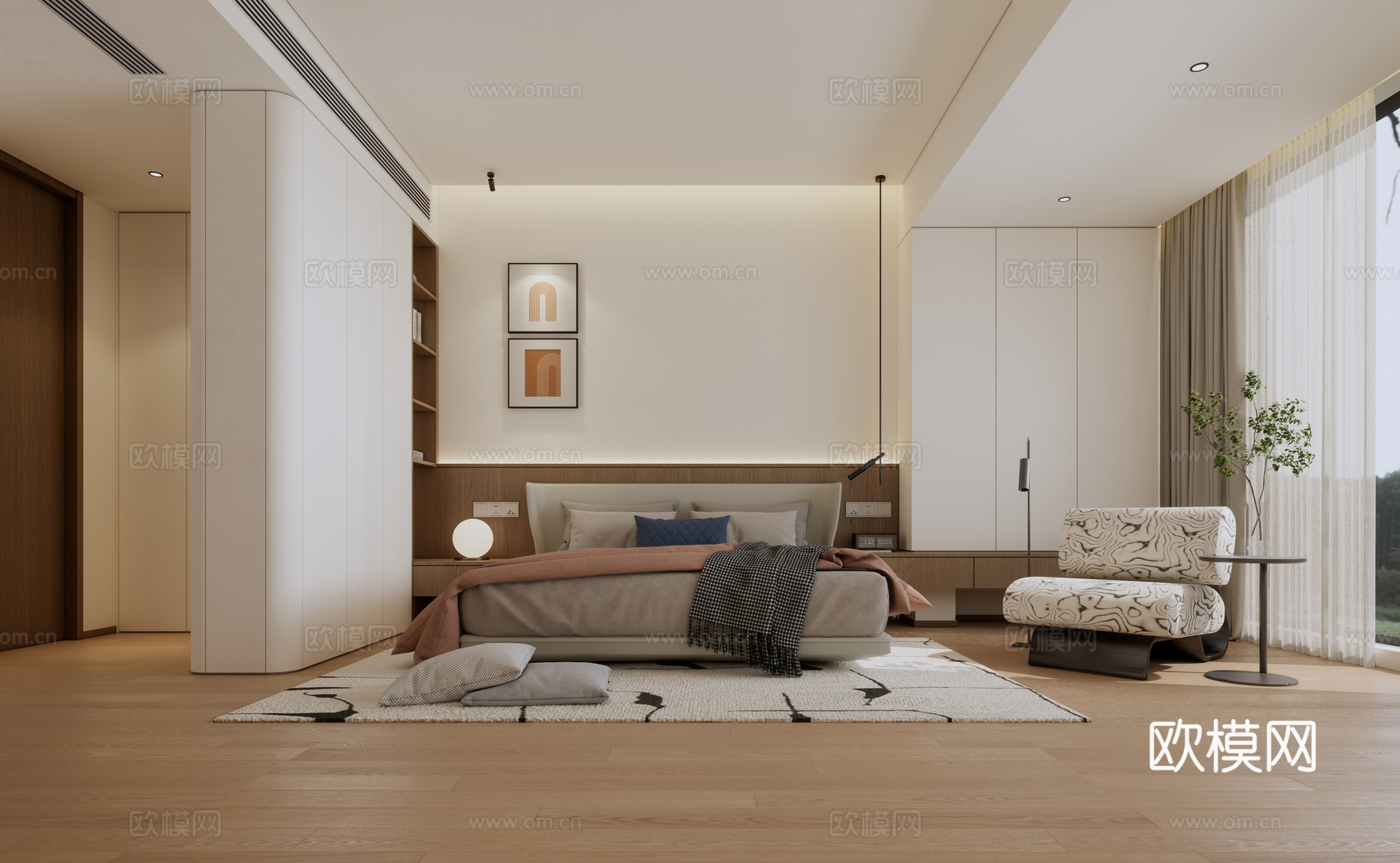 现代卧室su模型
