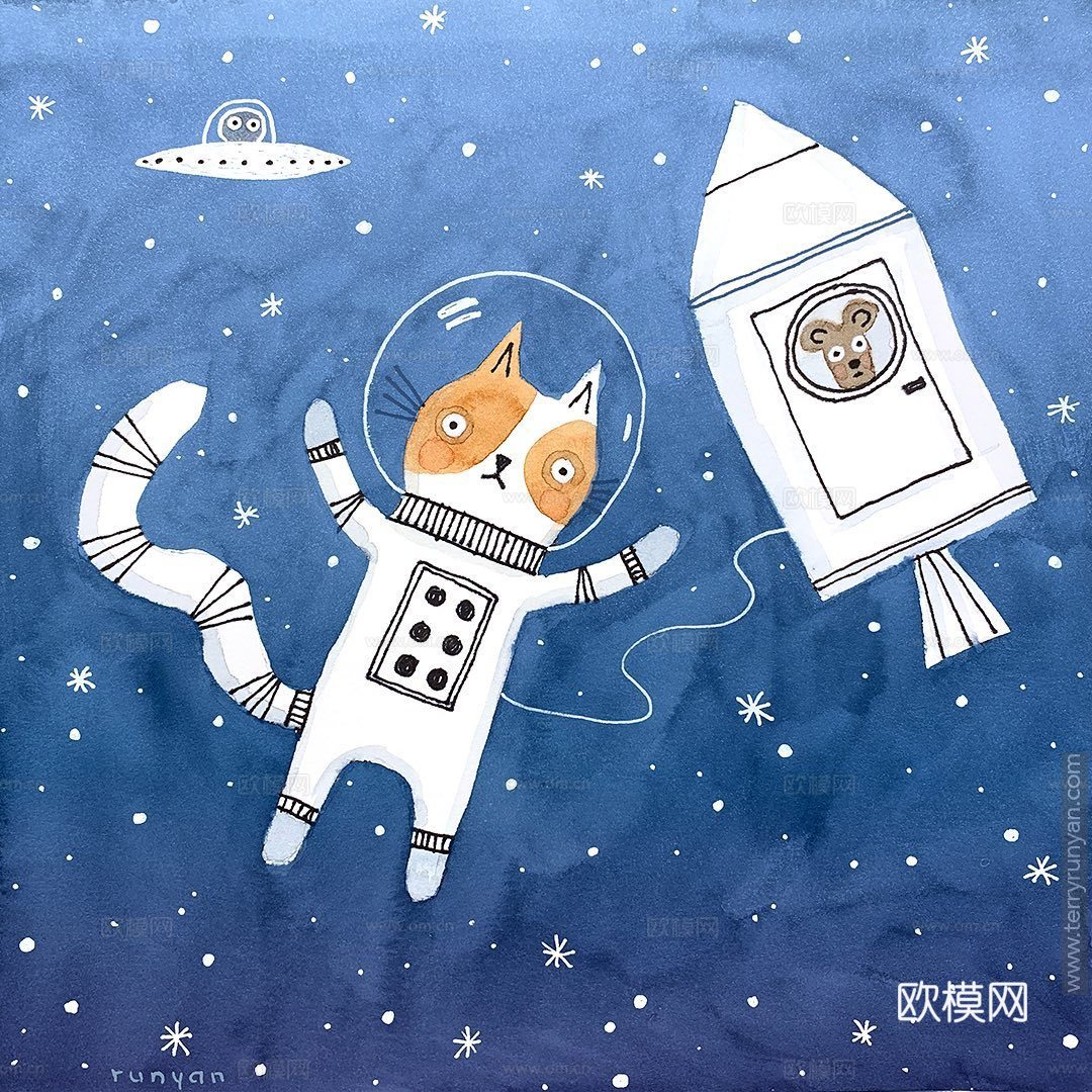 可爱动物手绘，创意童趣插画，猫咪动物插画，治愈系插画，可爱儿下载