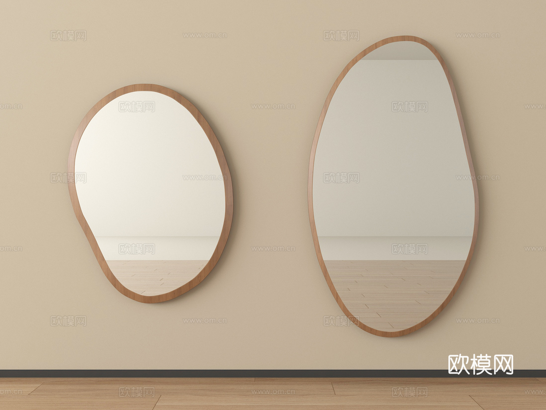 中古风镜子 化妆镜 装饰镜 穿衣镜su模型