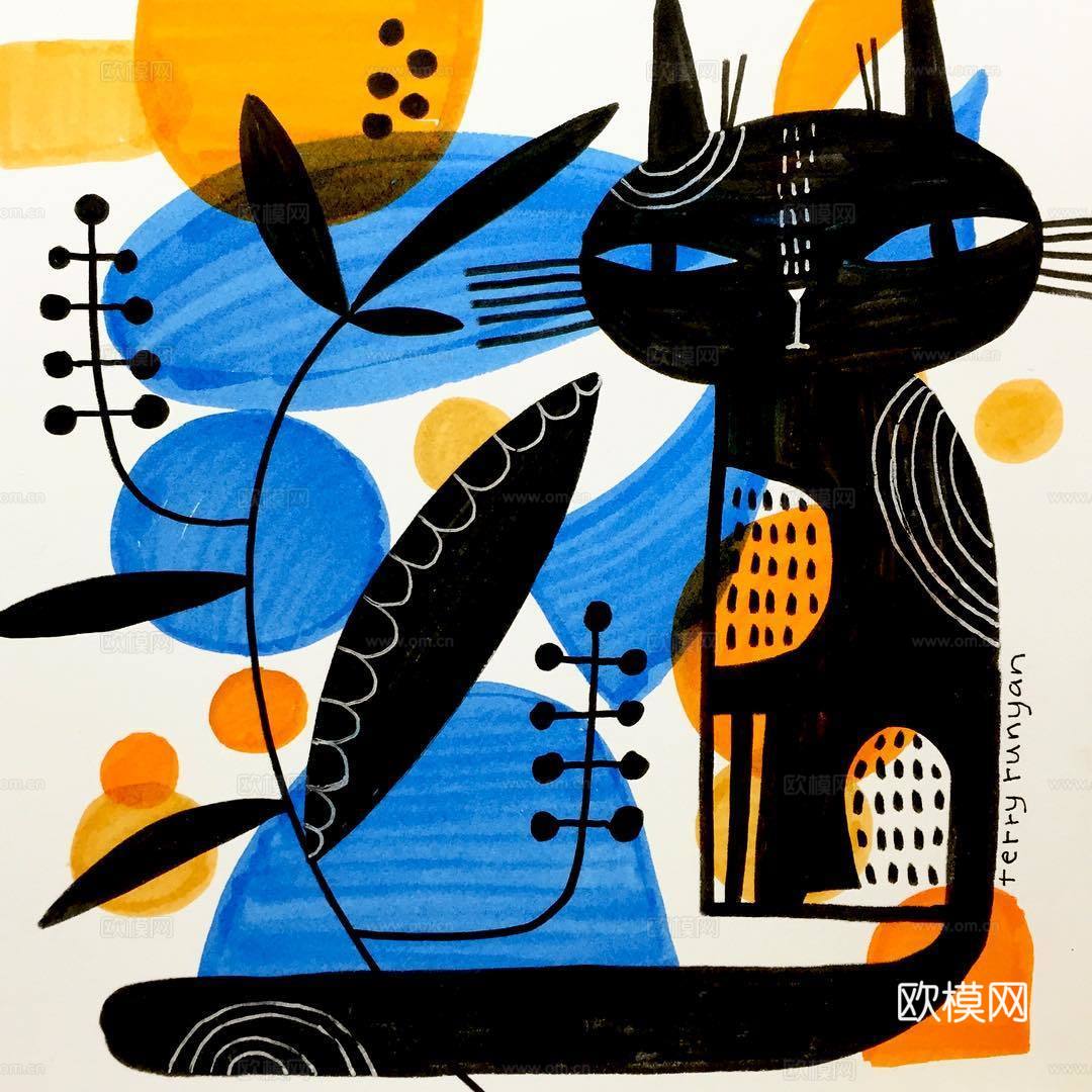 可爱动物手绘，创意童趣插画，猫咪动物插画，治愈系插画，可爱儿下载