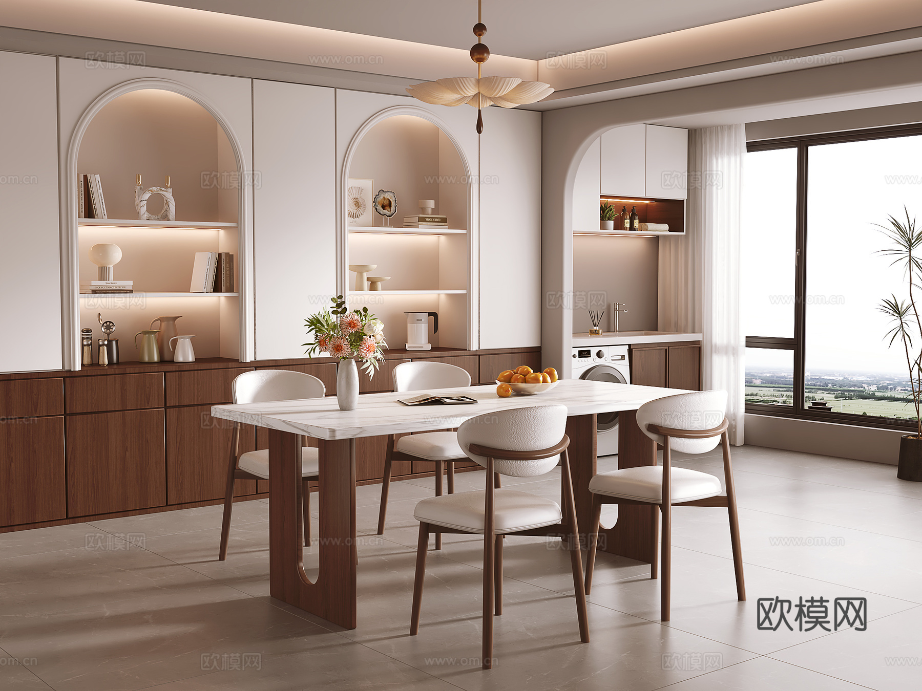 中古风餐厅su模型