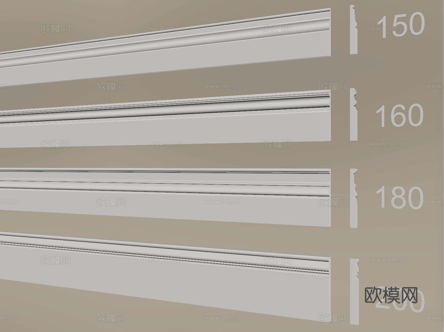 现代踢脚线 角线 腰线su模型