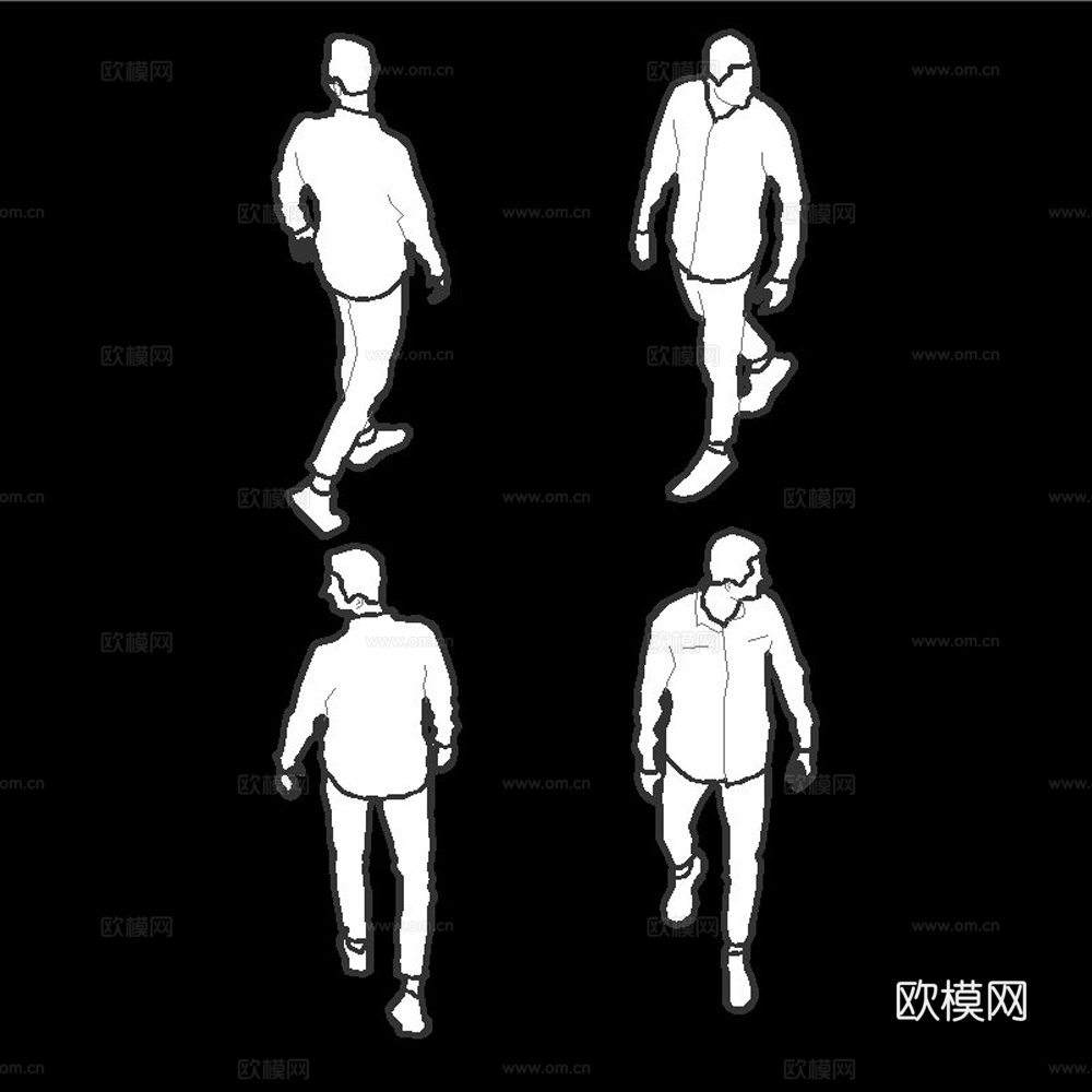 线稿风鸟瞰人物CAD(21张)cad施工图