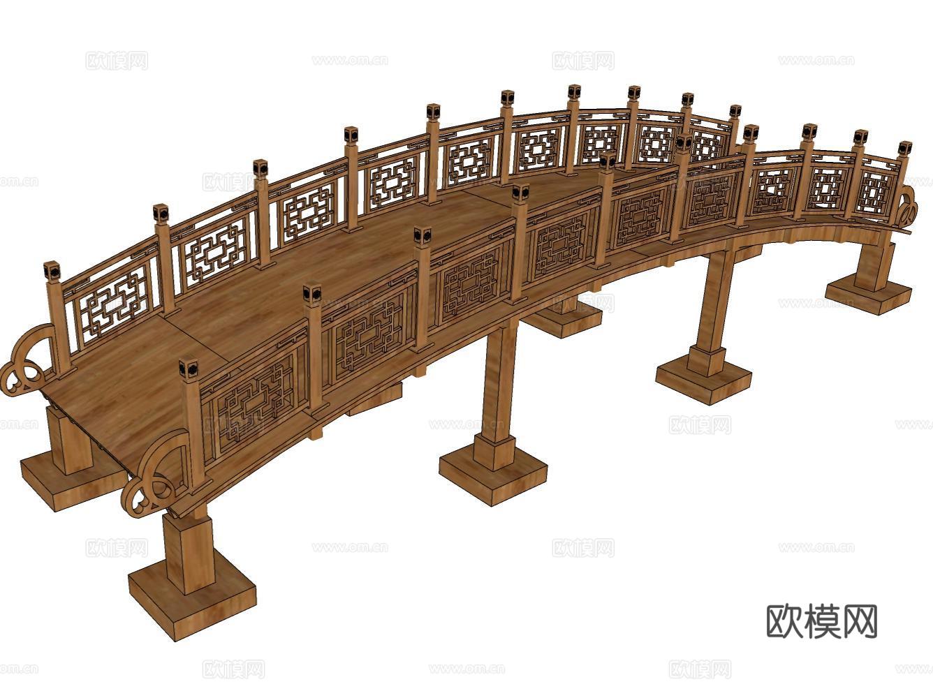 水榭游廊su模型