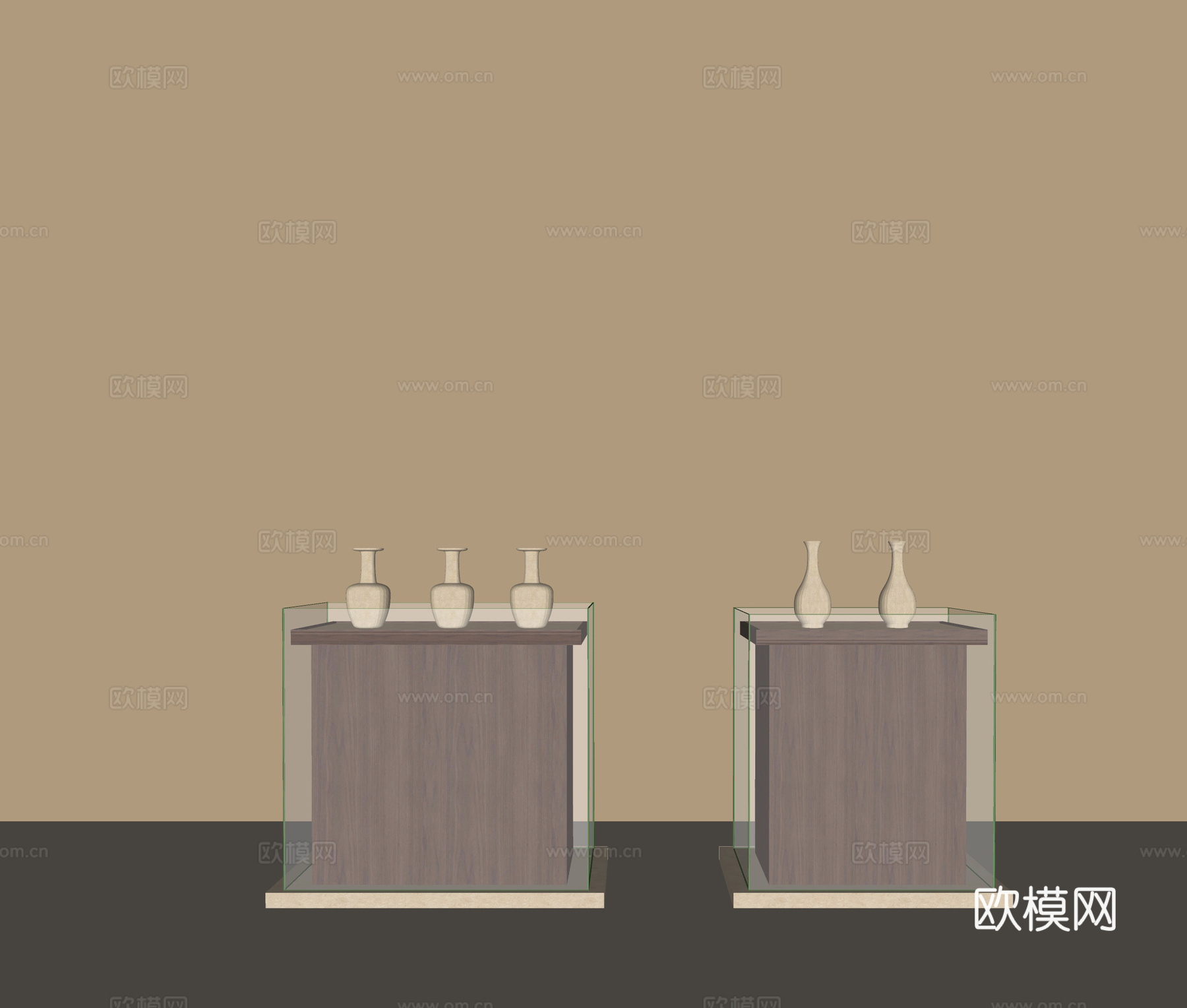 现代文物展示柜 展台 陈列柜 陈列台 置物柜 装饰柜su模型