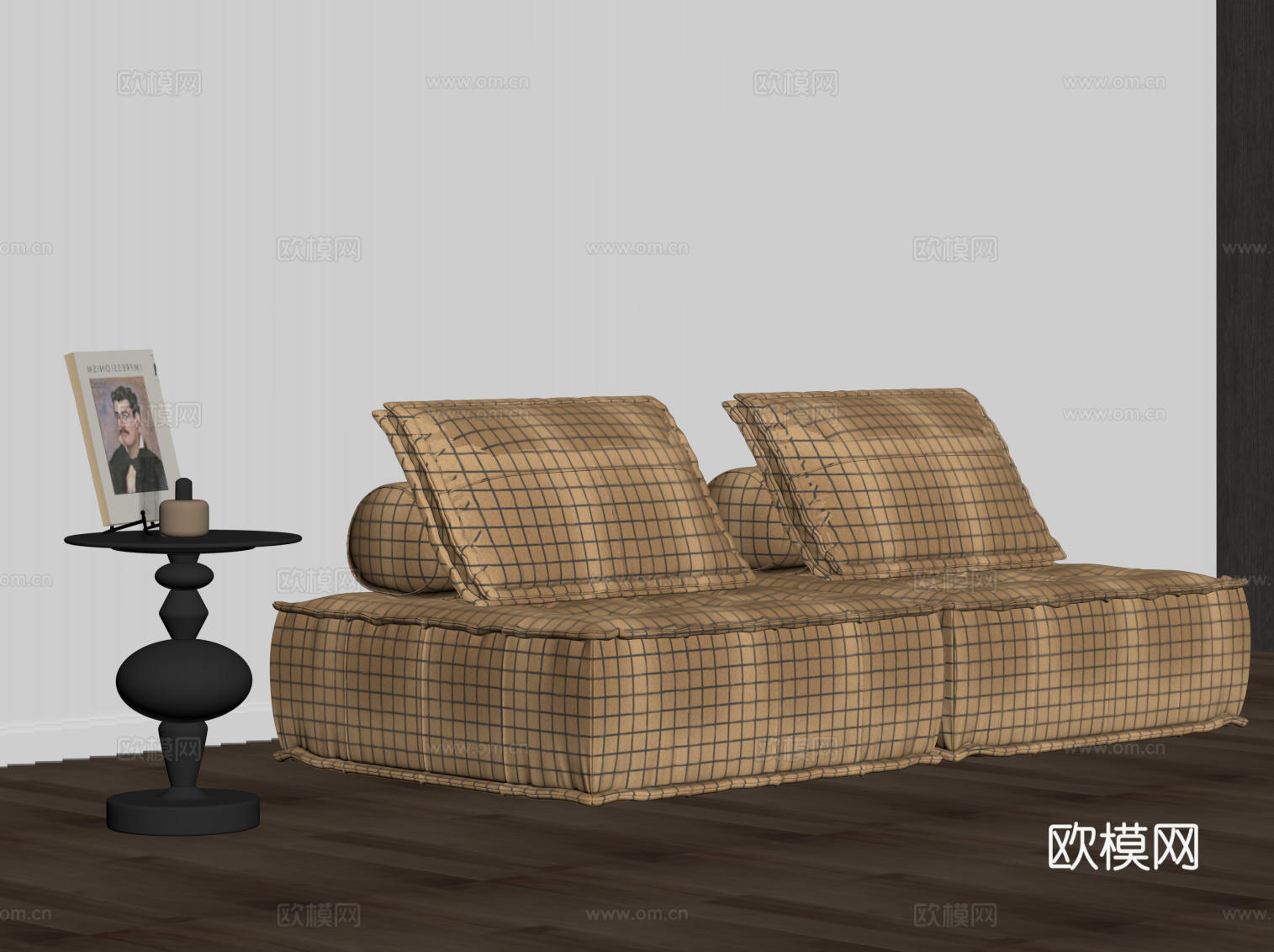 现代布艺沙发 双人沙发su模型