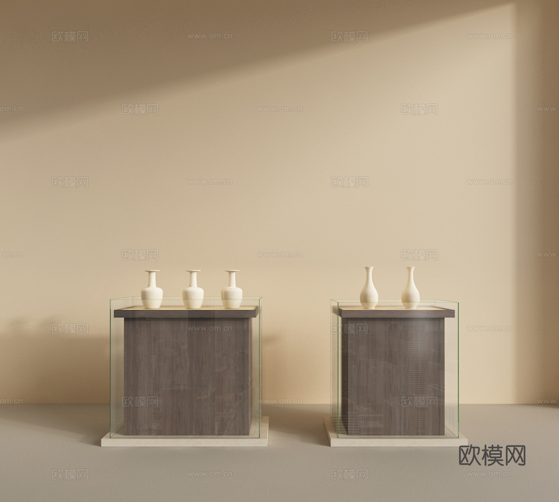 现代文物展示柜 展台 陈列柜 陈列台 置物柜 装饰柜su模型