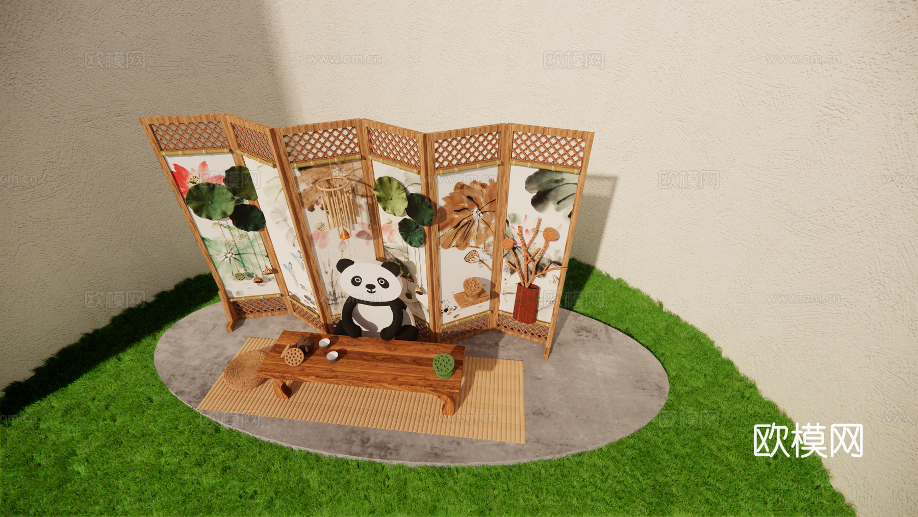 非遗美陈 美陈屏风 幼儿园美陈su模型