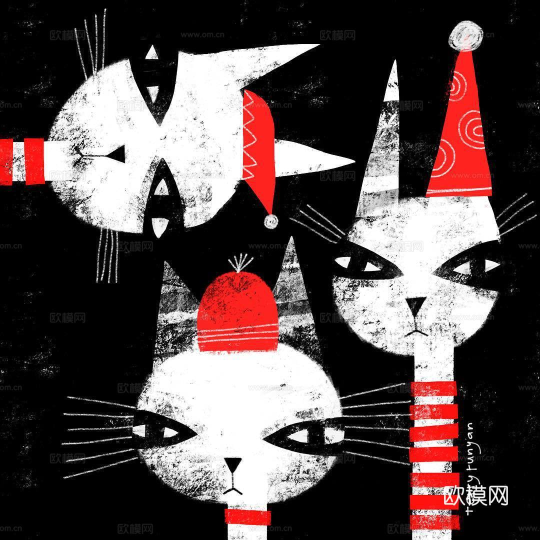 可爱动物手绘，创意童趣插画，猫咪动物插画，治愈系插画，可爱儿下载