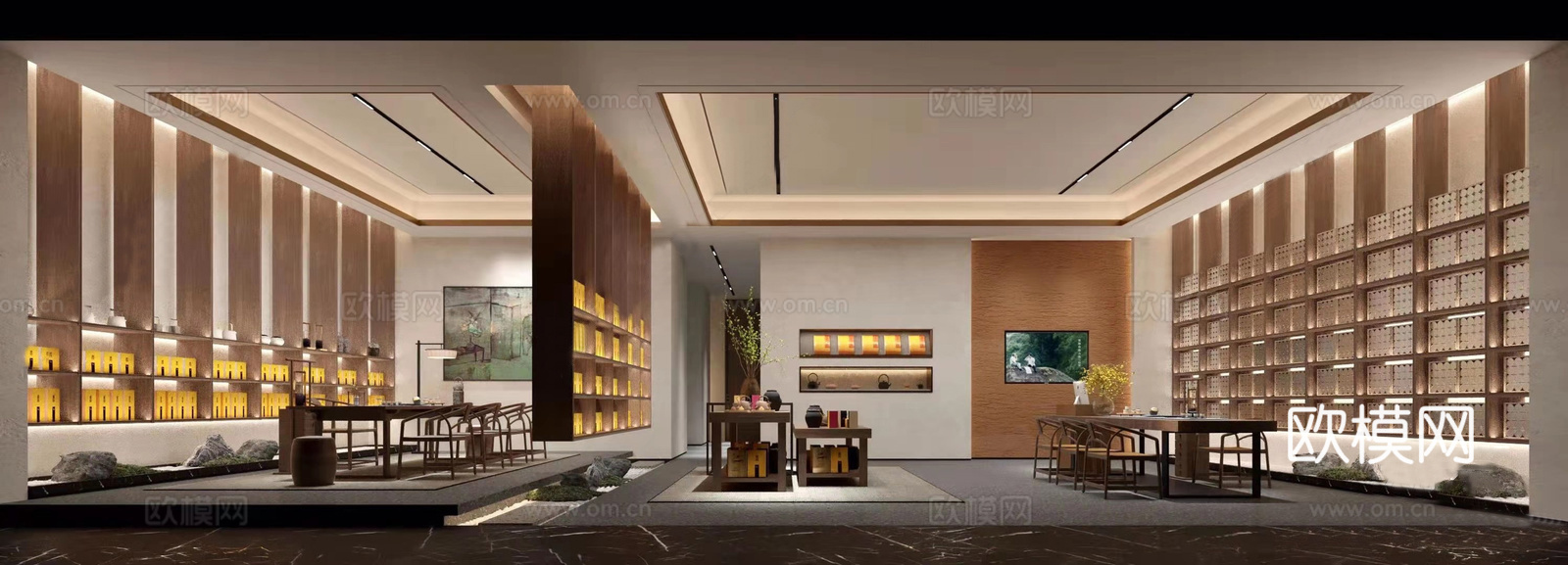 禅意茶艺会所  最新全套施工图 效果图合集cad施工图