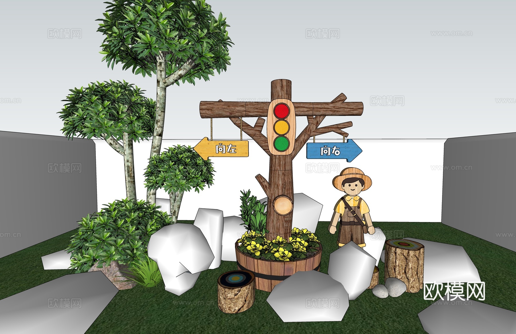 导视设计 公园导视  幼儿园导视  幼儿园区域导视su模型