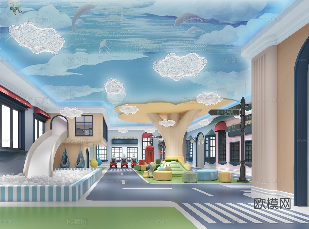 早教托育中心  最新全套施工图 效果图合集cad施工图