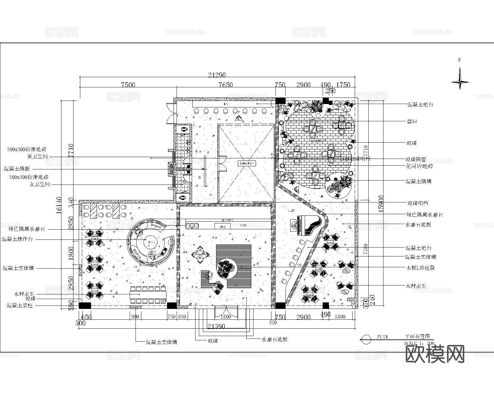咖啡店 最新全套施工图 效果图合集cad施工图