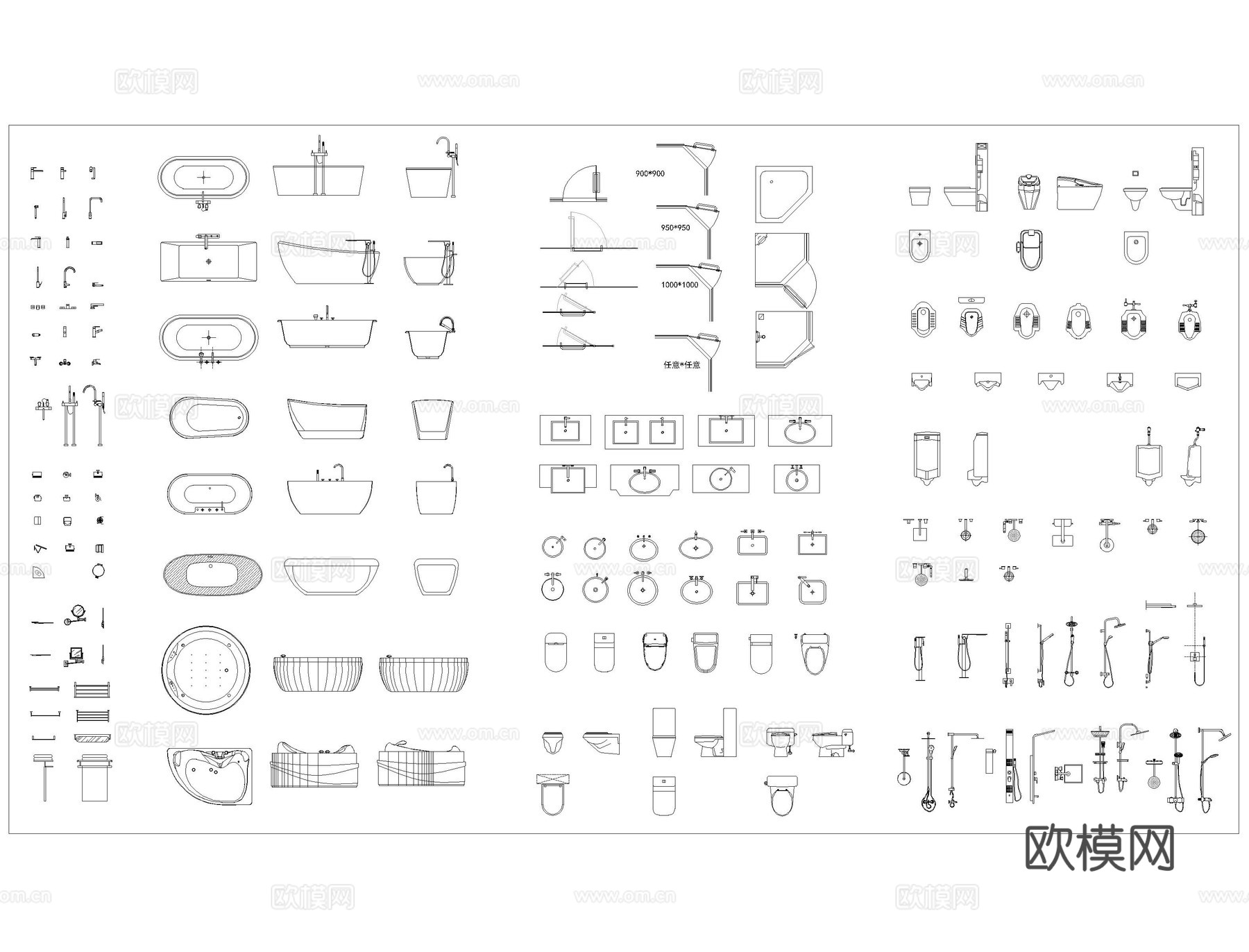 卫生间图块CAD图库cad施工图