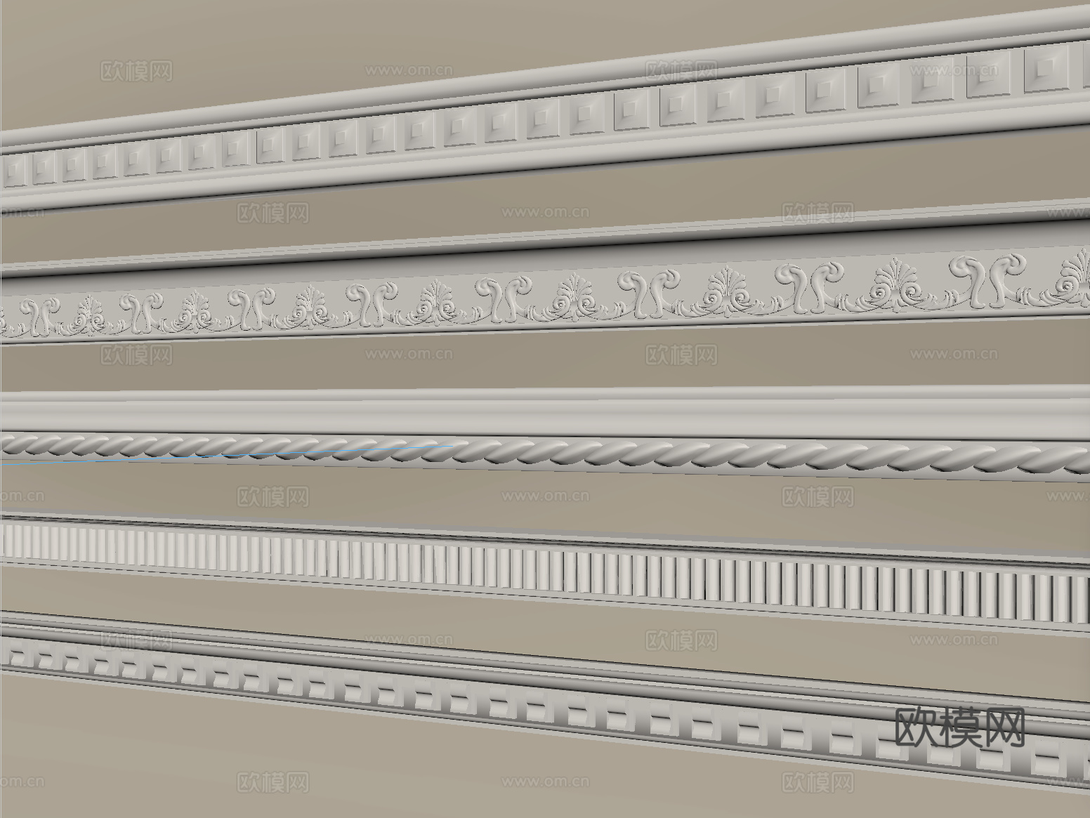 简欧石膏线 石膏构件 线条su模型
