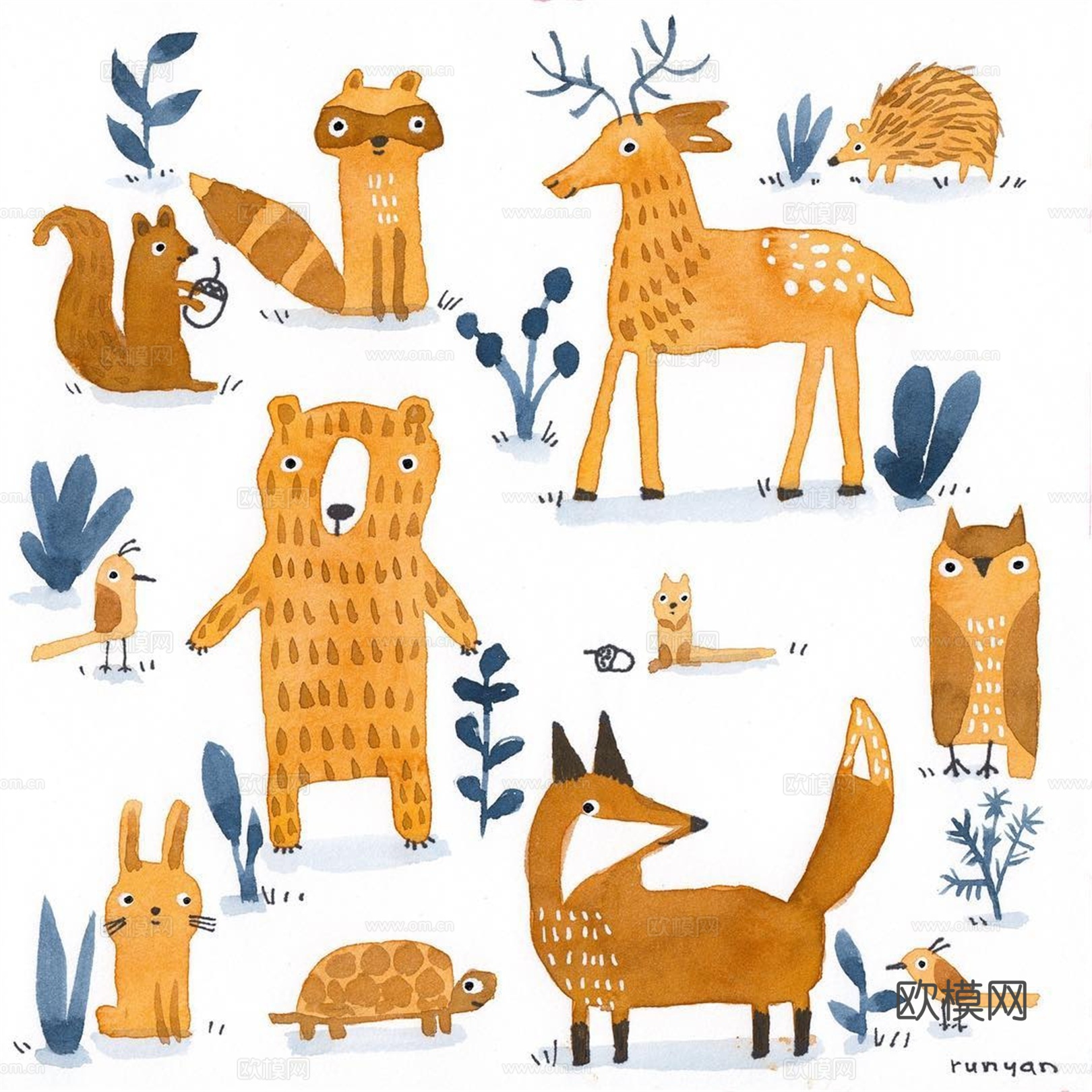 可爱动物手绘，创意童趣插画，猫咪动物插画，治愈系插画，可爱儿下载