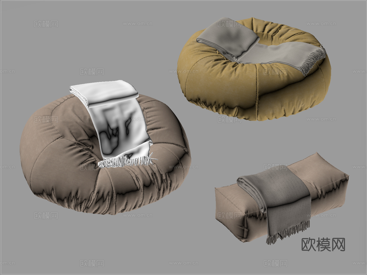 现代懒人沙发 单人沙发 坐垫su模型