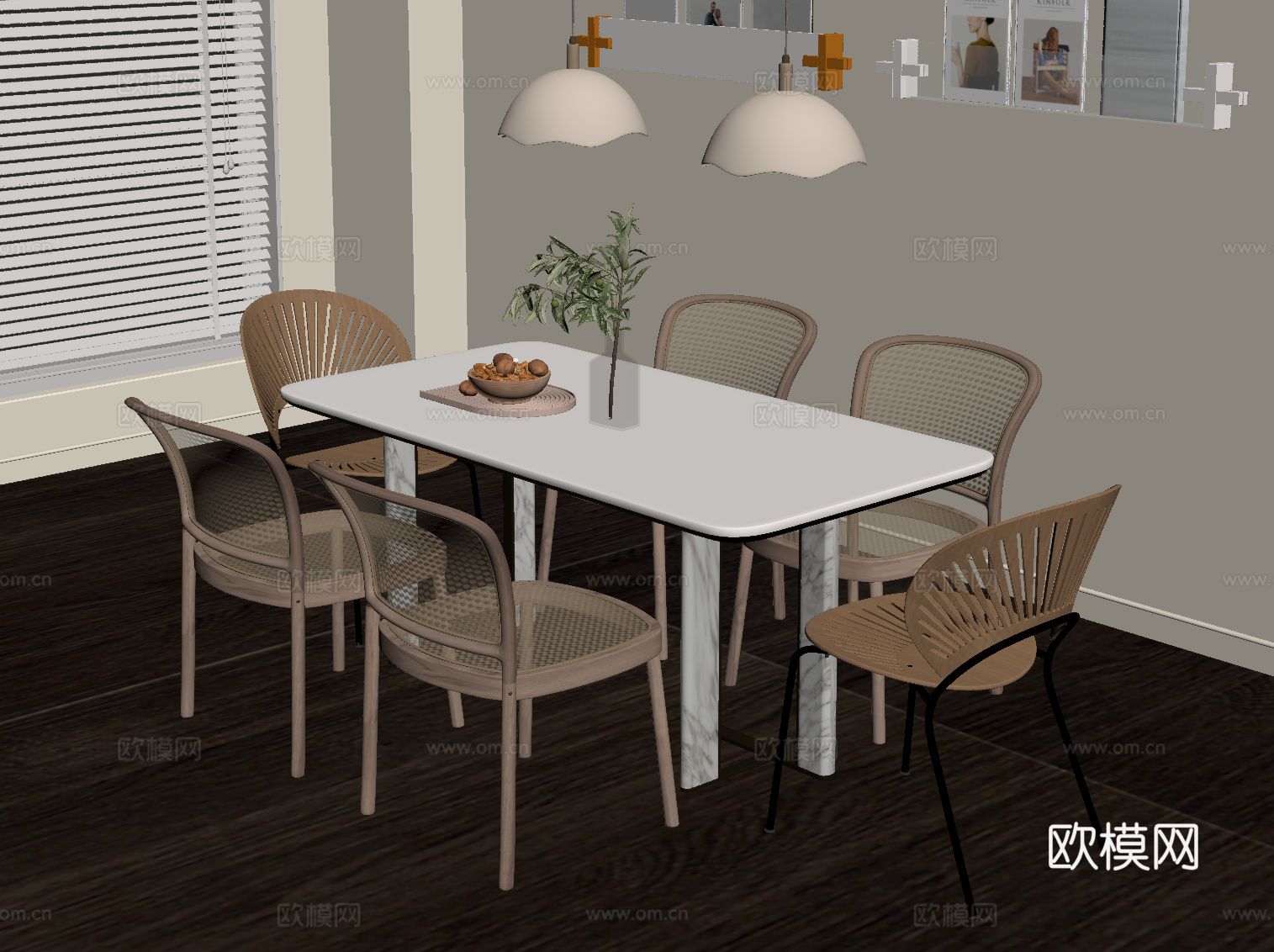 现代餐桌椅su模型