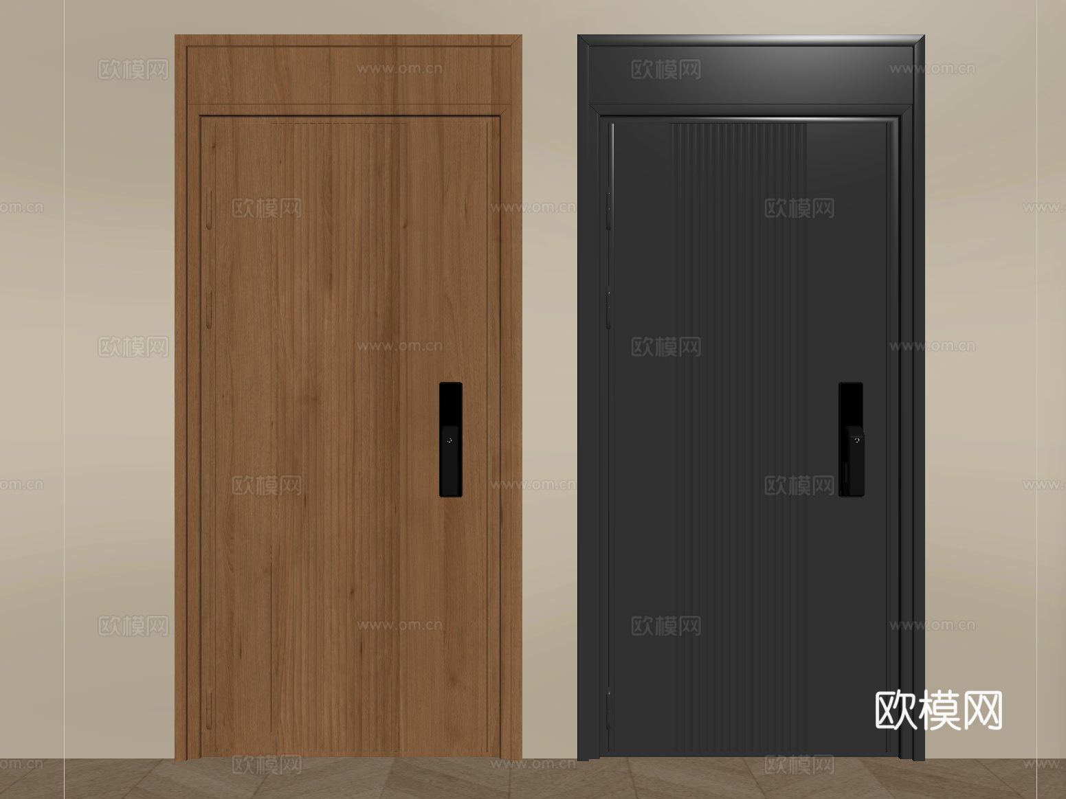 现代入户门 防盗门 平开门 单开门su模型