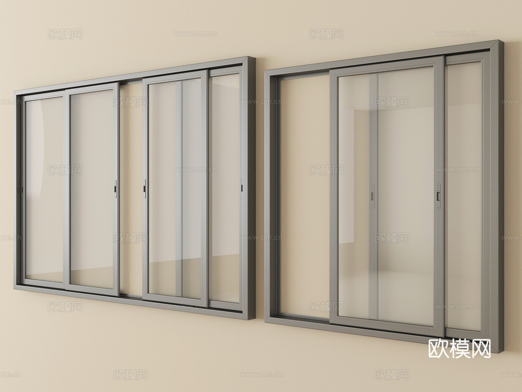 现代窗户推拉窗 落地窗 阳台窗su模型