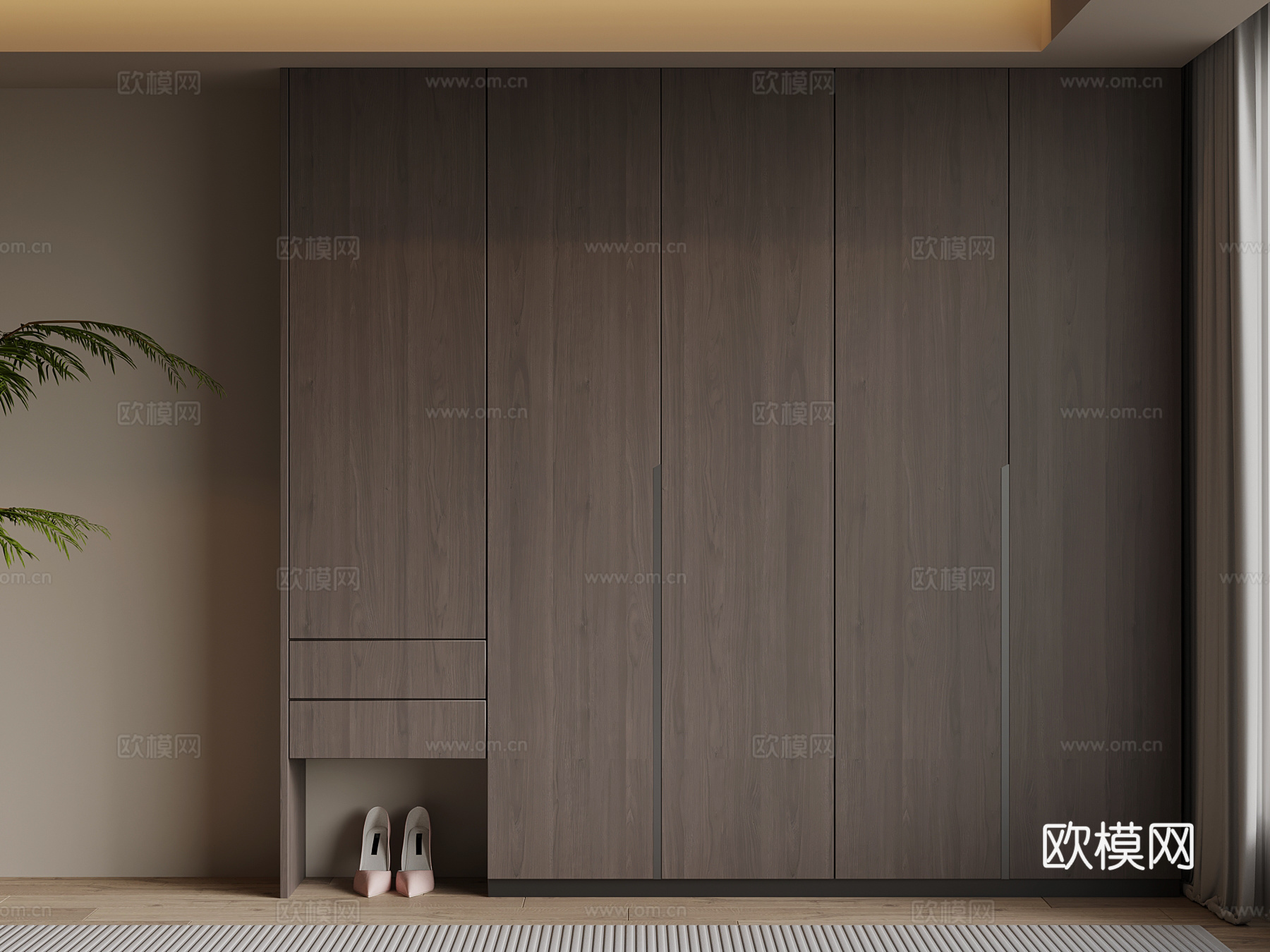 现代意式衣柜su模型