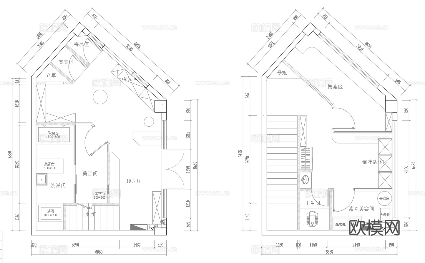 宠物店  最新全套施工图 效果图合集cad施工图