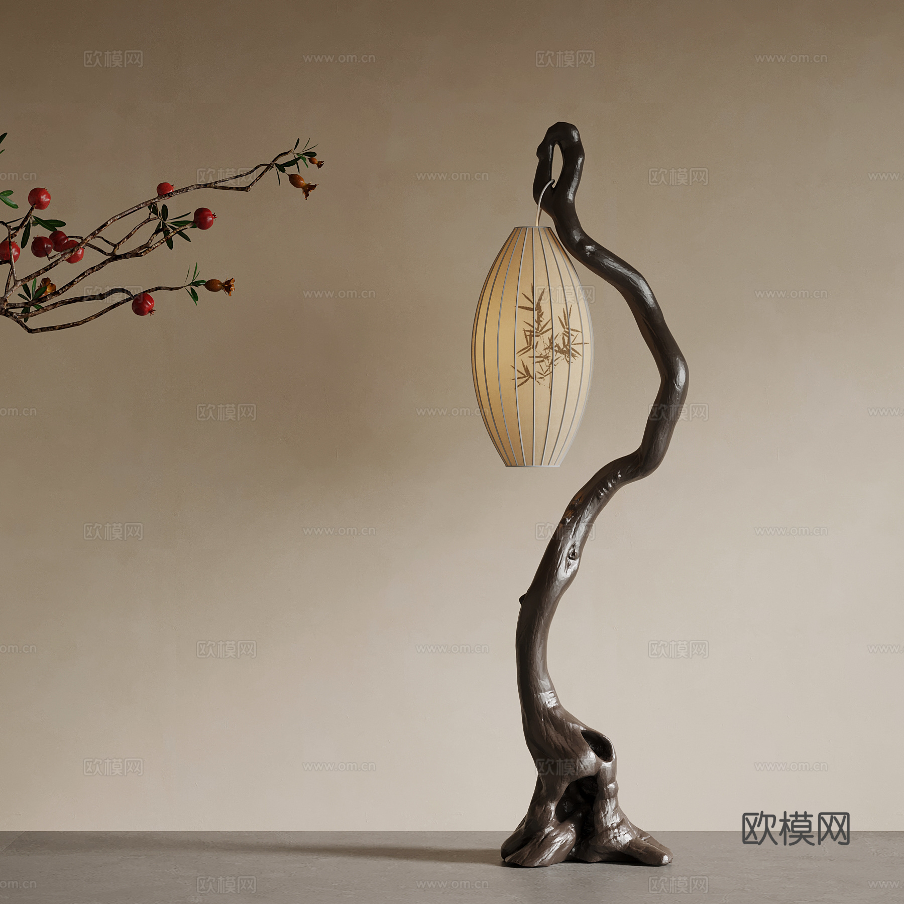 新中式落地灯su模型