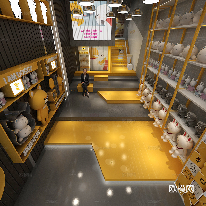 宠物店  最新全套施工图 效果图合集cad施工图